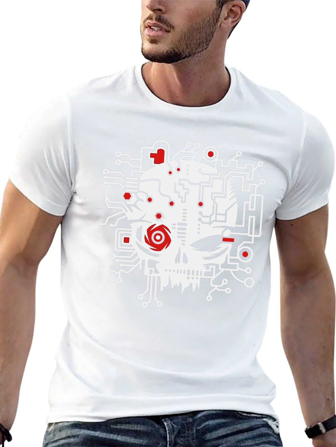 Circuit Skull Graphic Tee - Modern Geek Style