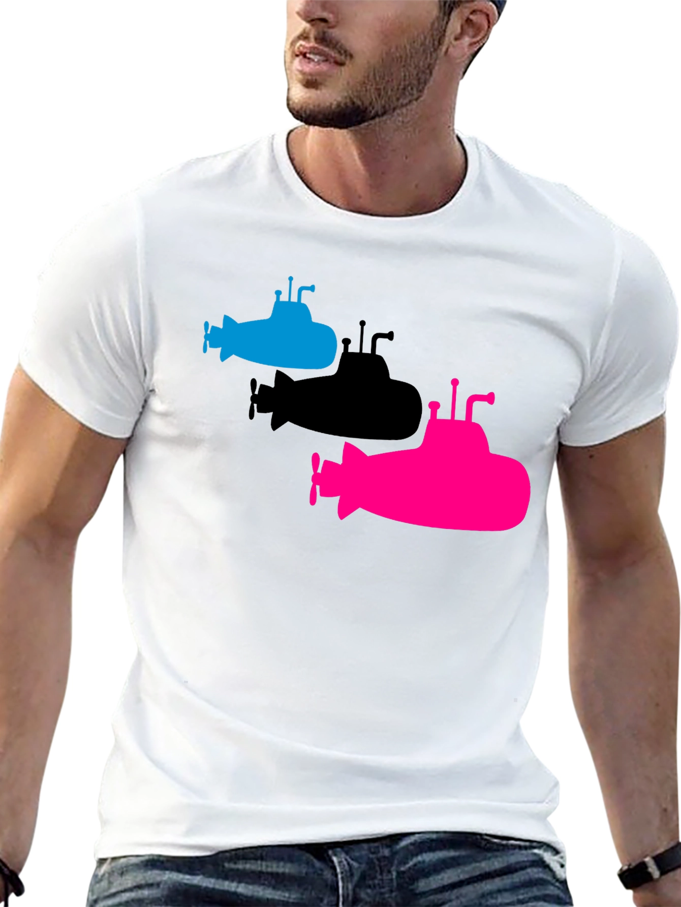 Submarine Trio Graphic Tee - Black Cotton T-Shirt