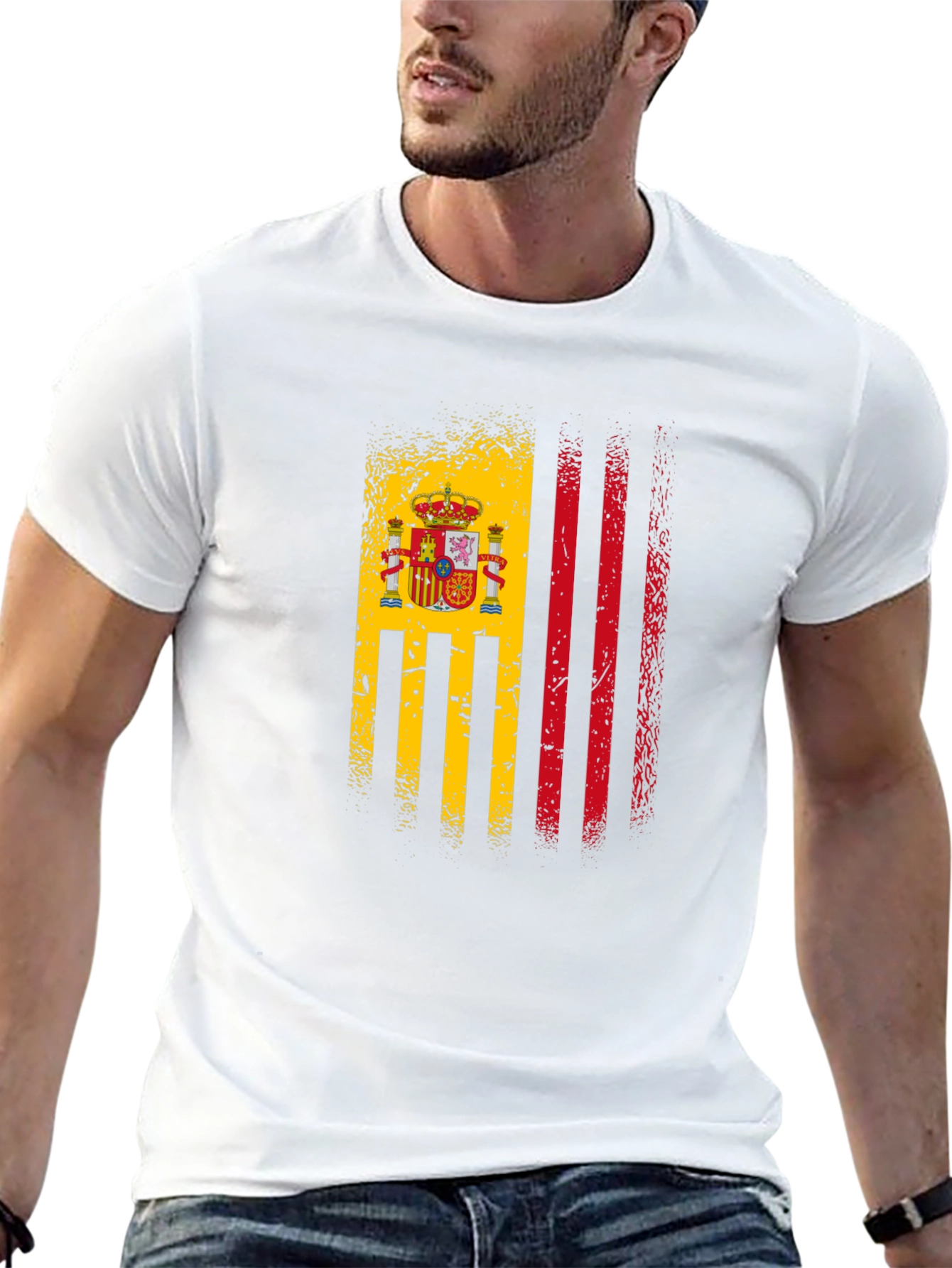 Spain Flag Graphic T-Shirt - Black