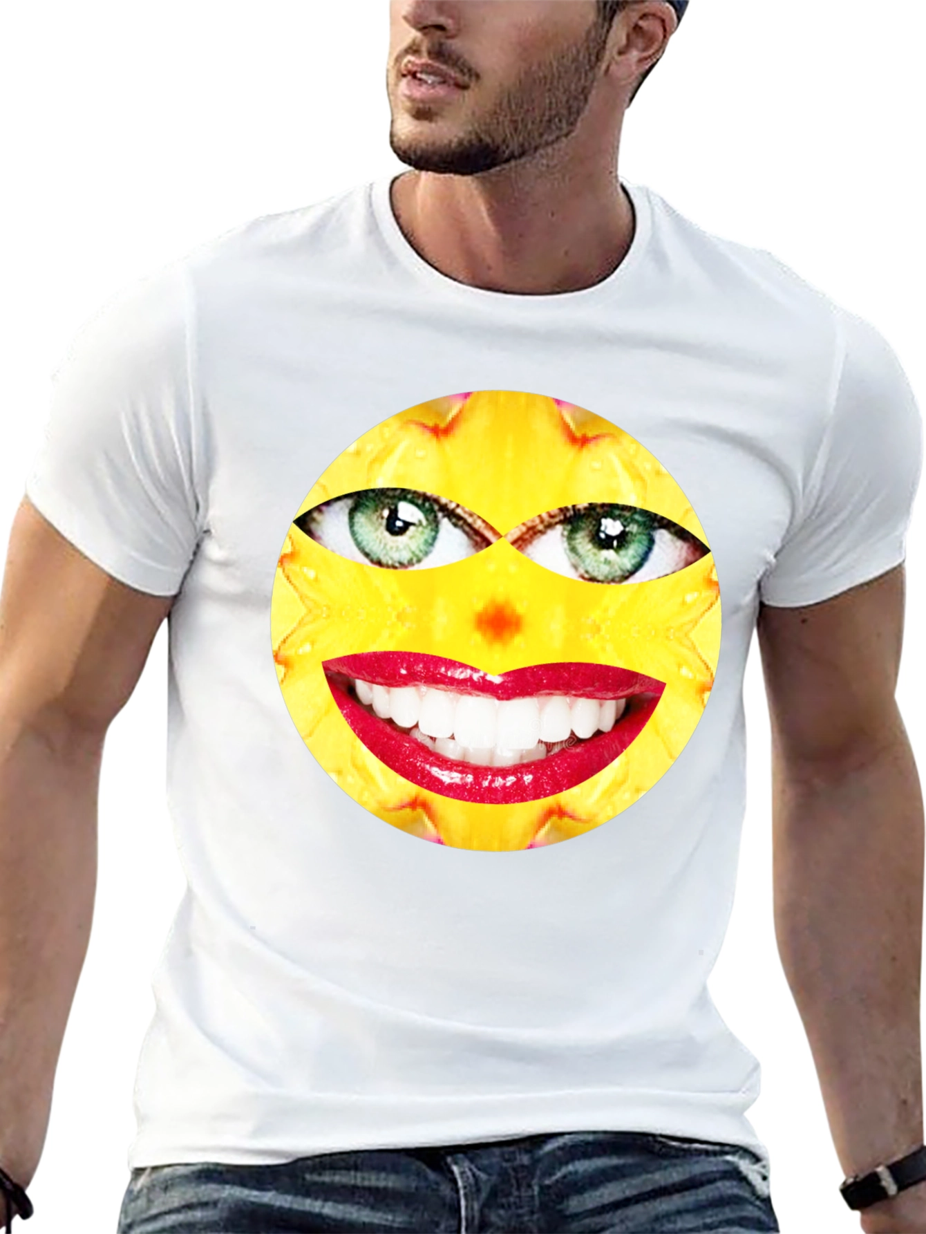 Funny Face Graphic Print Black T-Shirt