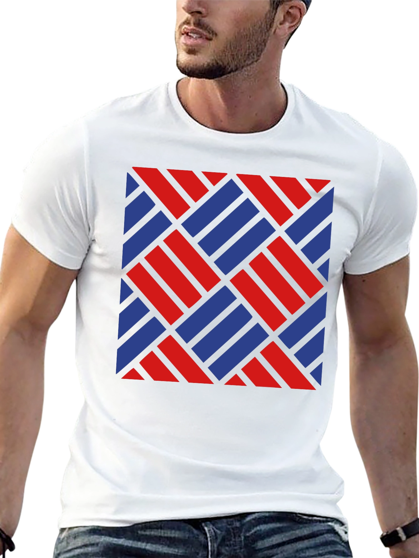 Geometric Woven Pattern Tee - Bold Style