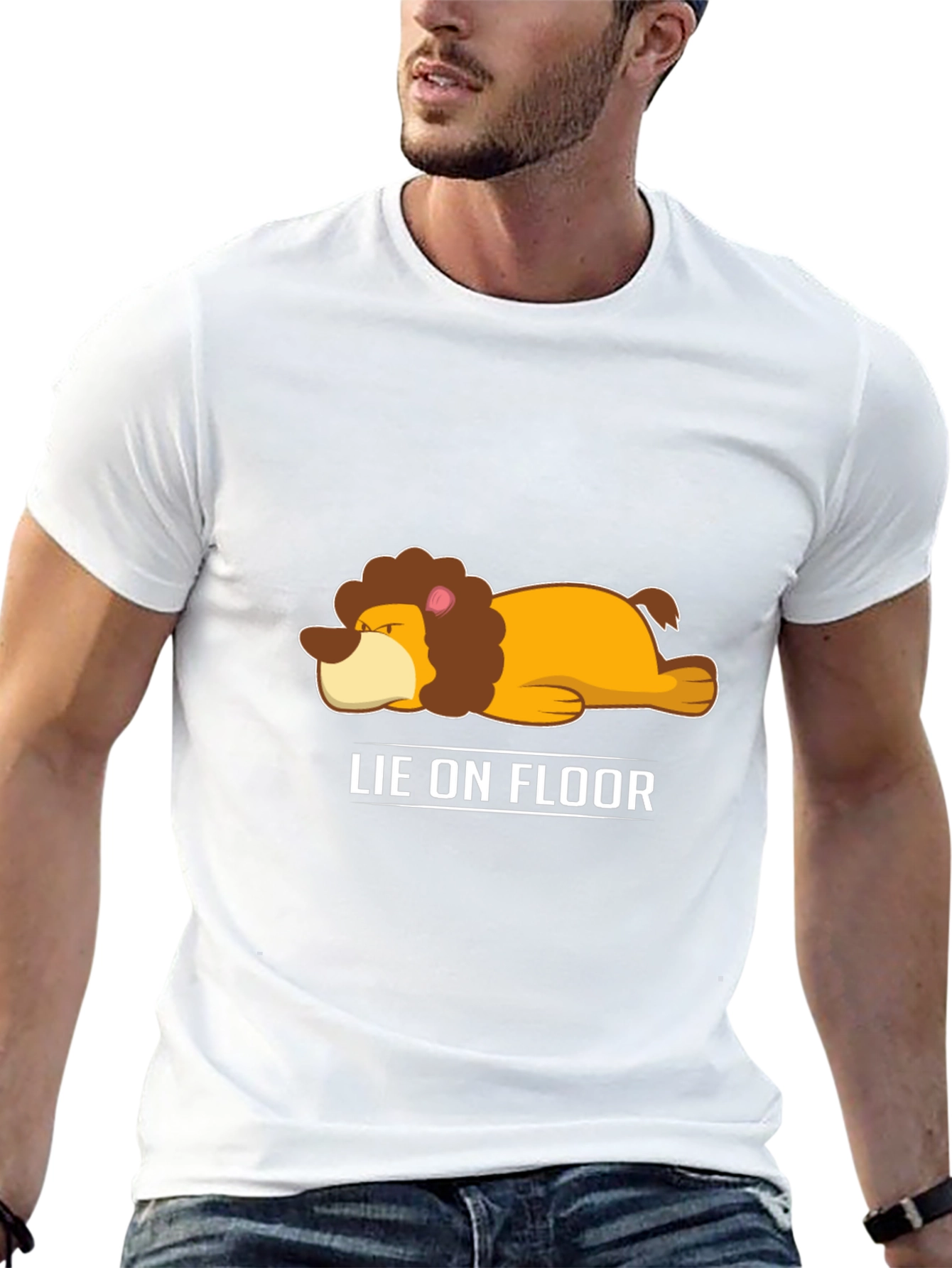 Lie on Floor Funny Lion T-Shirt