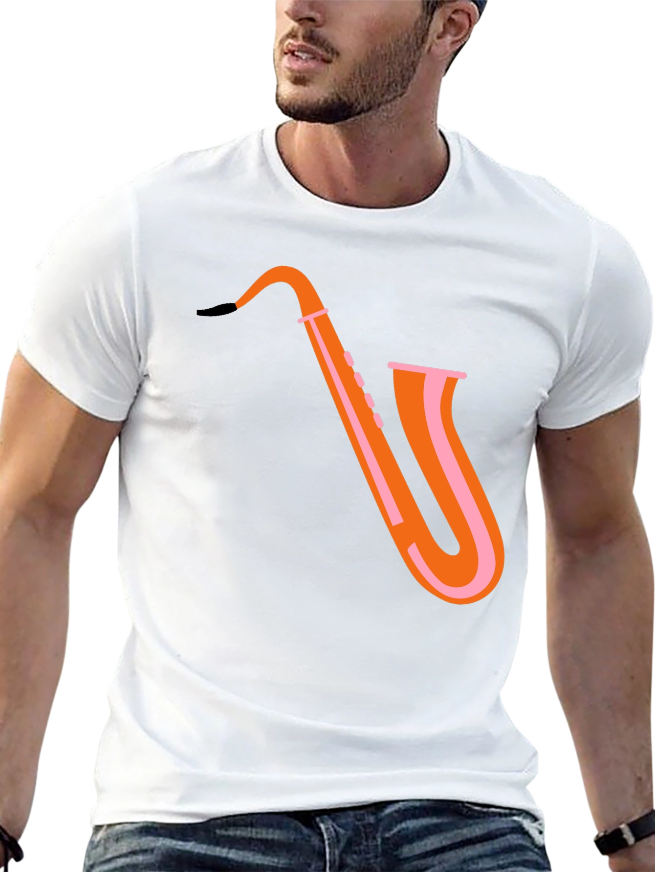 Saxophone Graphic Tee - Trendy Music Shirt