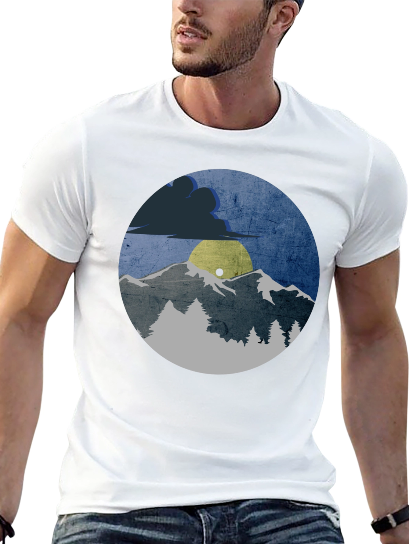 Mountain Scene Graphic Tee - Unisex Black T-Shirt