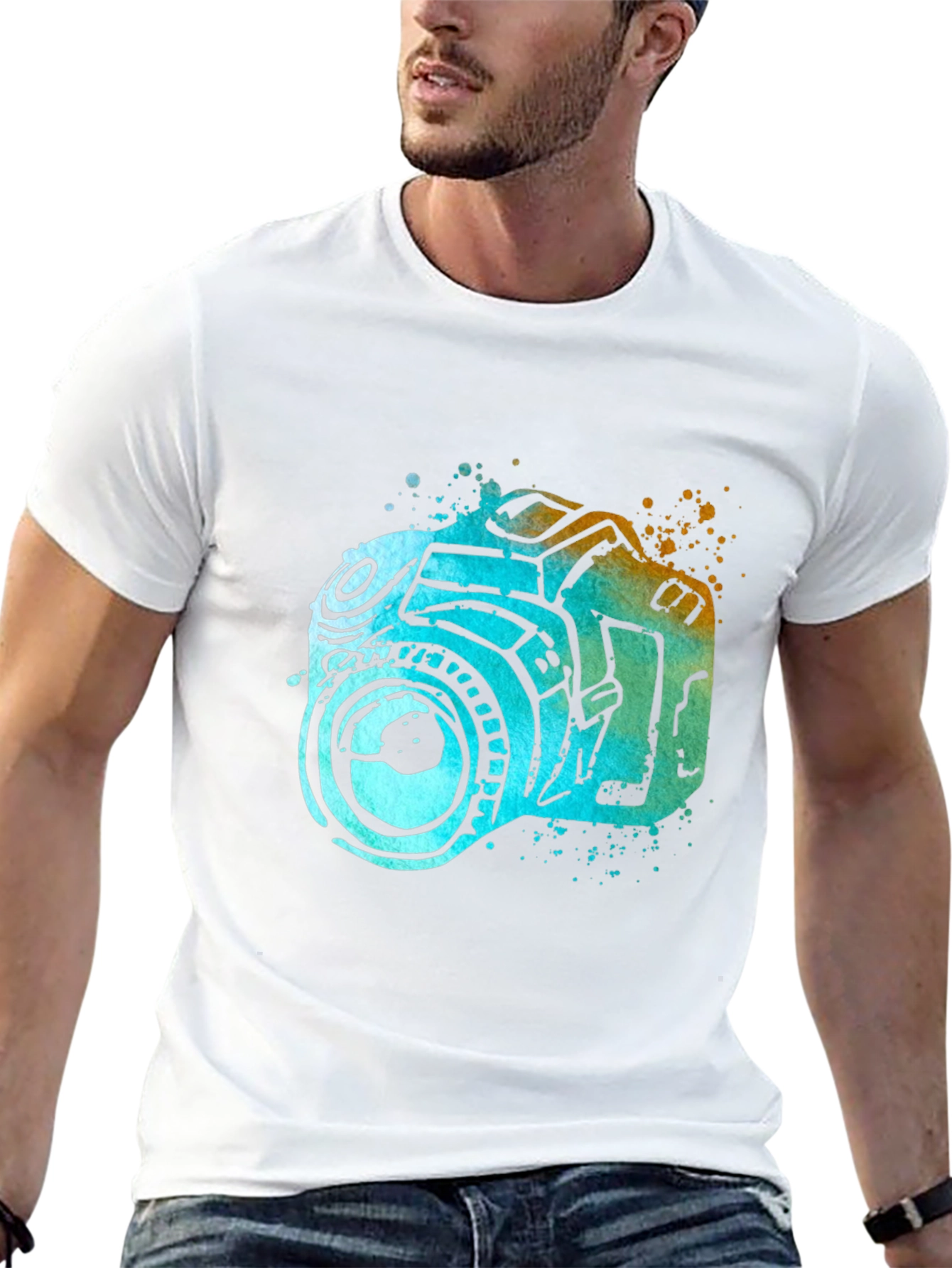 Camera Watercolor Graphic T-Shirt