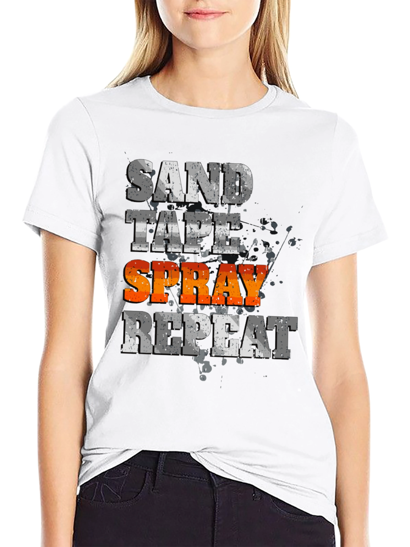 Sand Tape Spray Repeat - Graphic Tee
