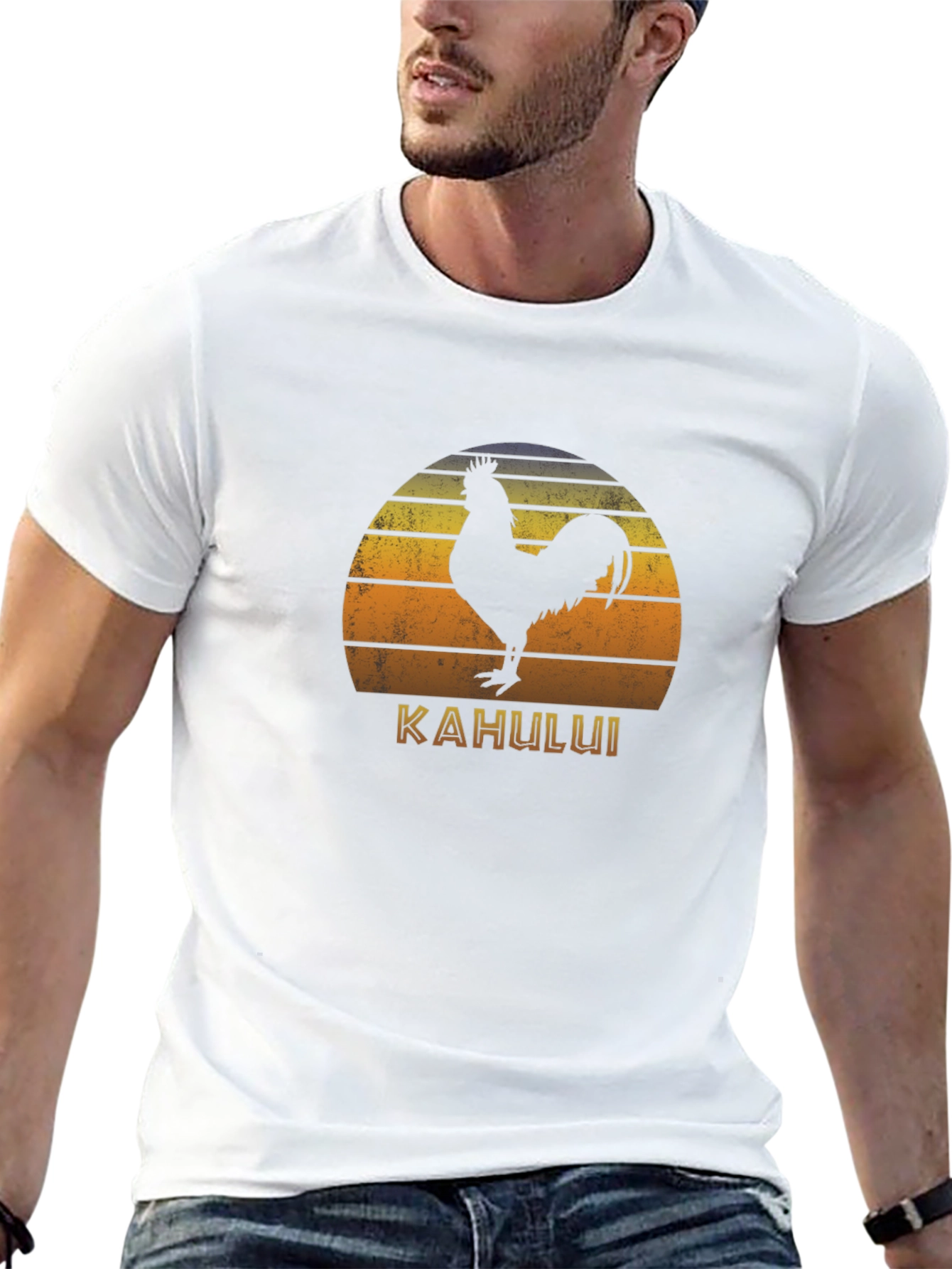 Kahului Rooster Retro Sunset T-Shirt