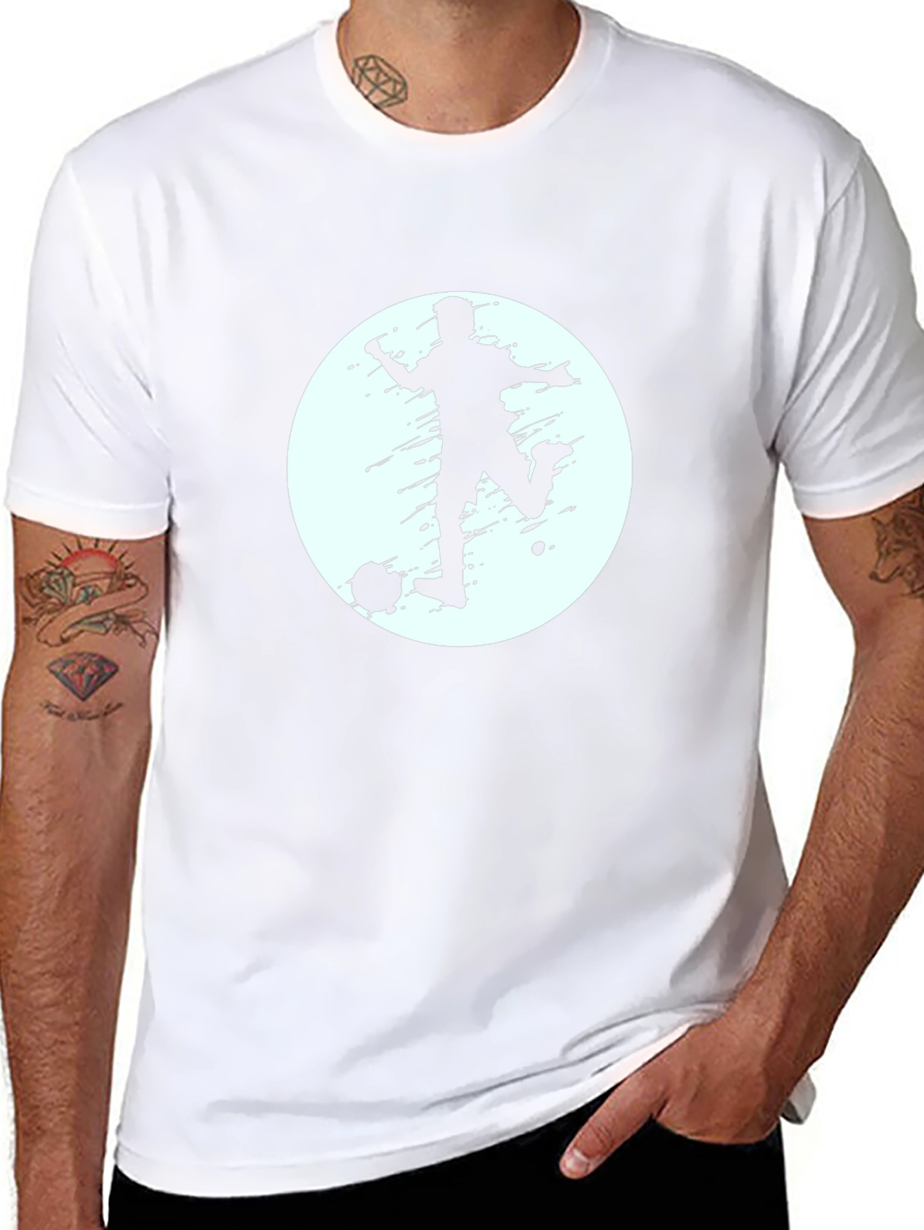 Soccer Player Graphic T-Shirt - Black