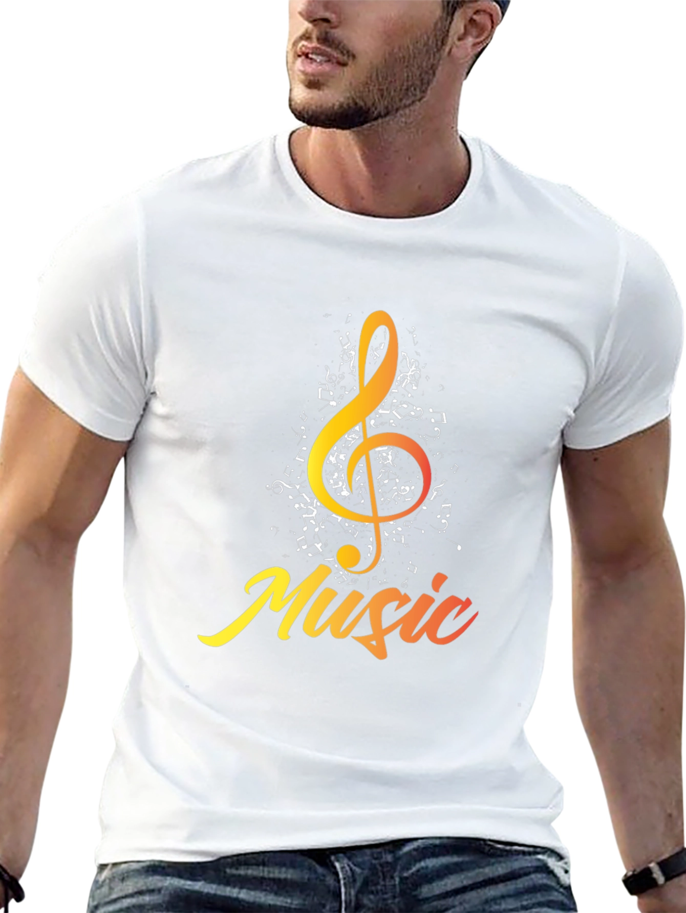 Music Treble Clef Graphic Black T-Shirt