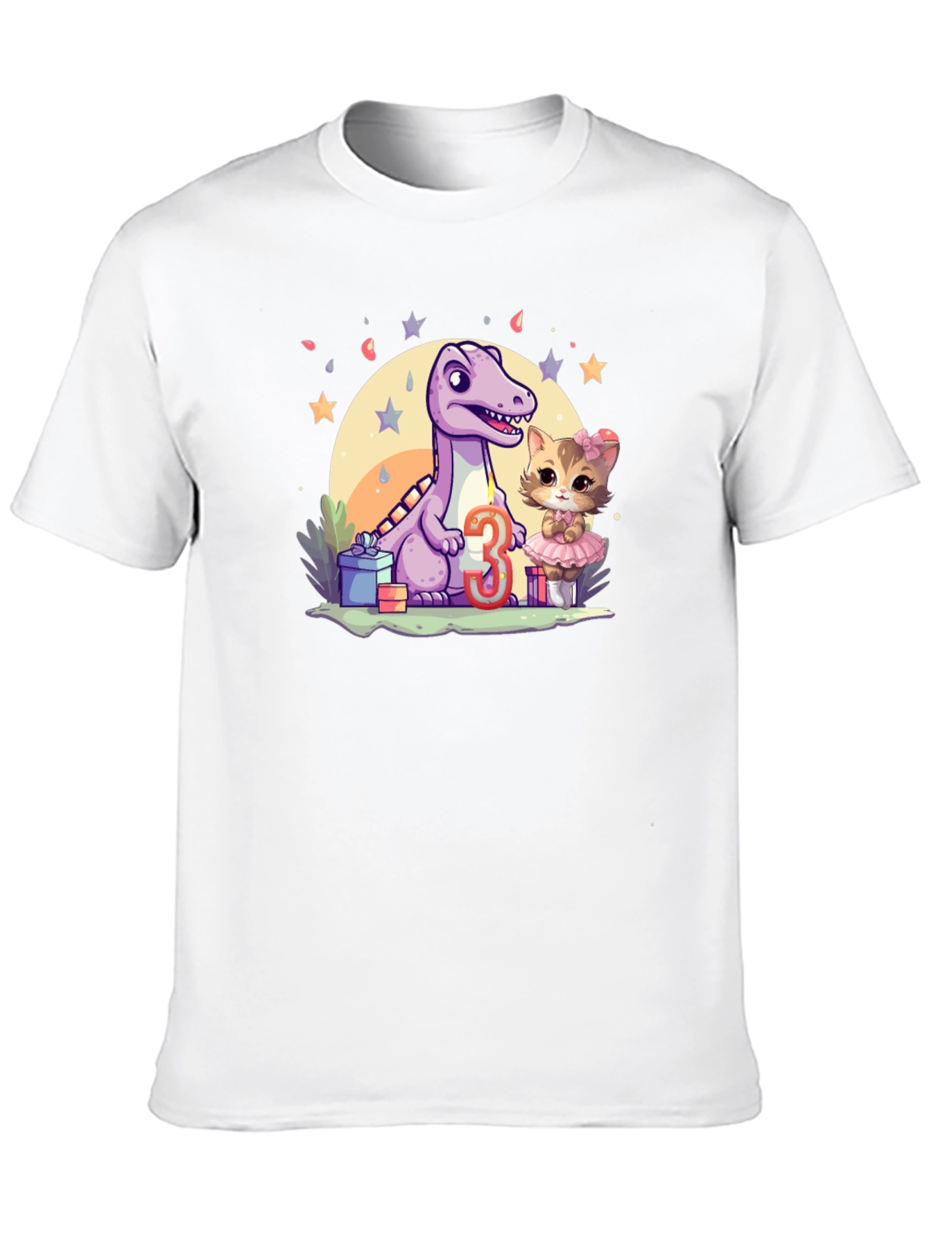 Dino & Kitty 3rd Birthday T-Shirt