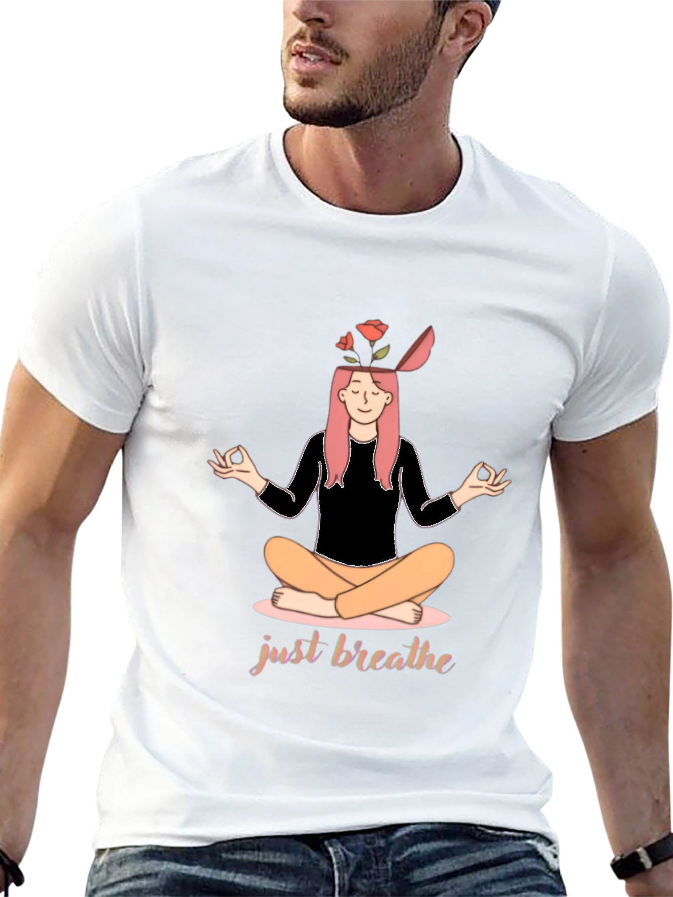 Just Breathe Yoga T-Shirt - Mindful Meditation Tee