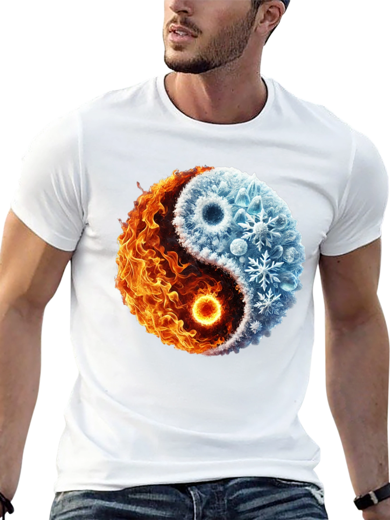 Yin Yang Fire and Ice Graphic T-Shirt