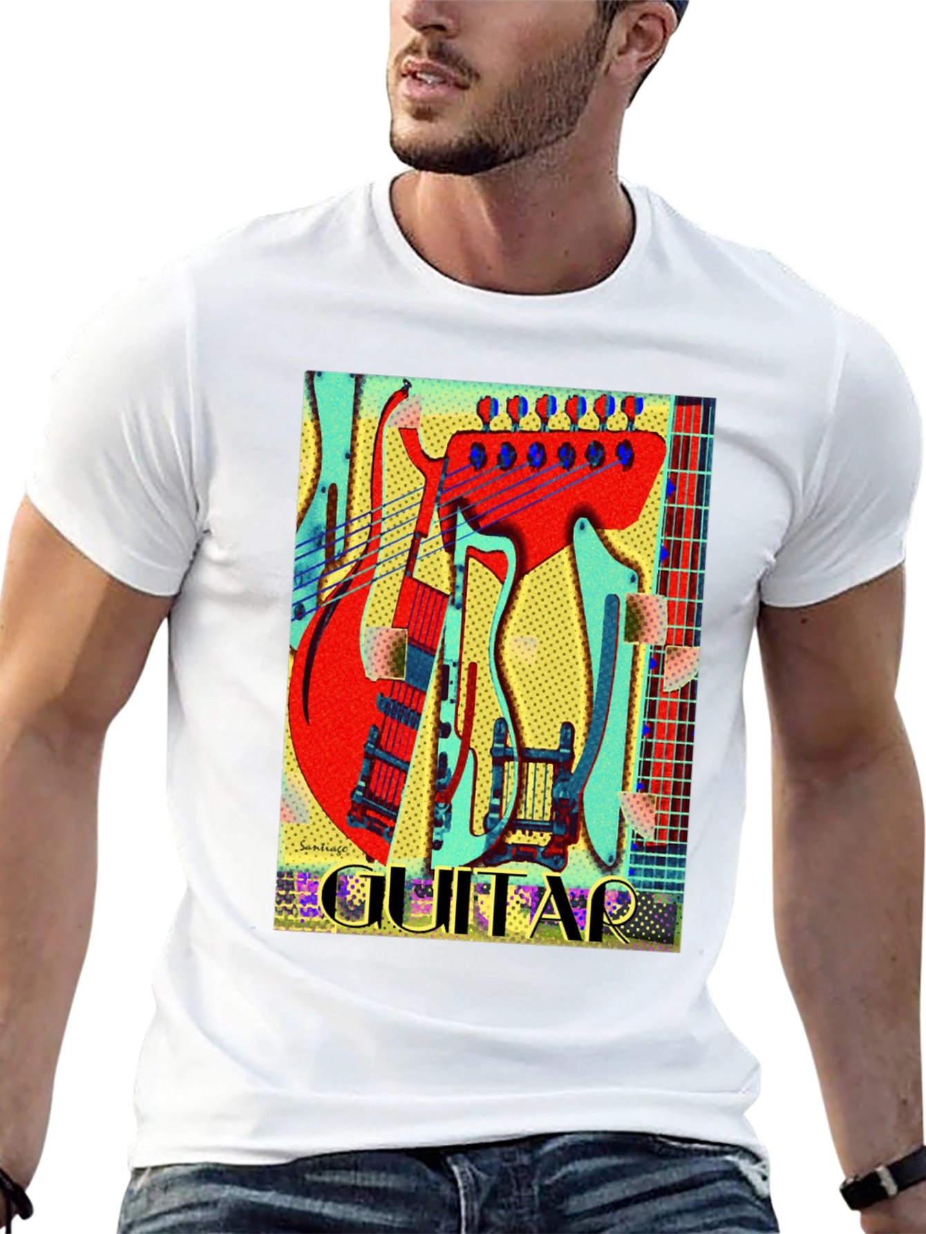 Electric Guitar Graphic Tee - Black