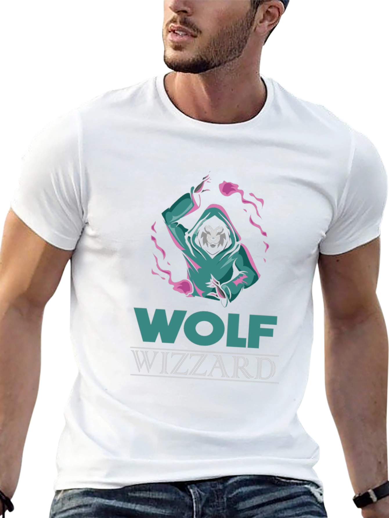Wolf Wizzard Graphic Tee - Cool Black T-Shirt