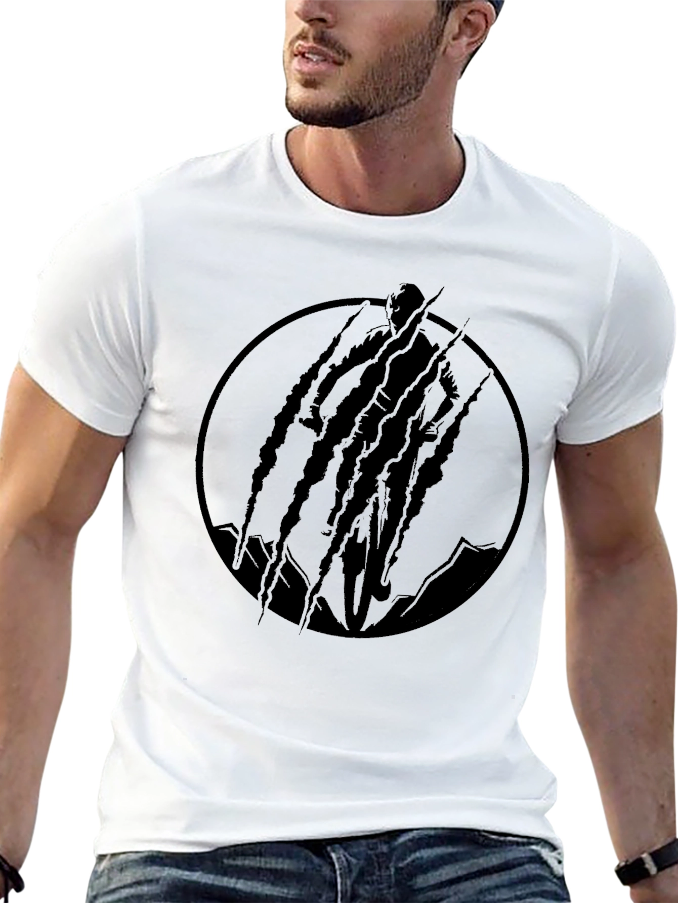 Mens Black Graphic T-Shirt - Claw Design