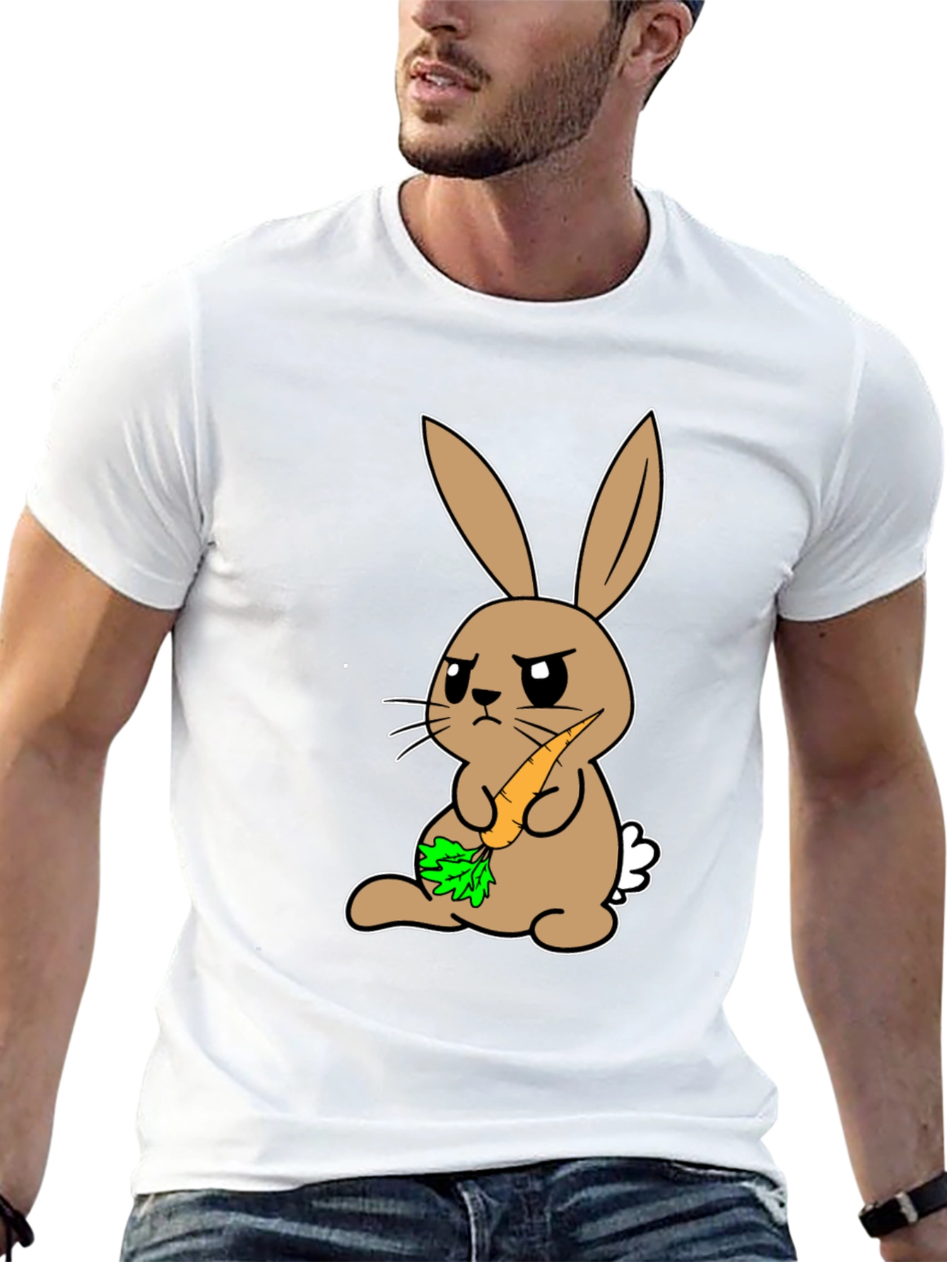 Grumpy Bunny Carrot T-Shirt - Unisex Black Tee
