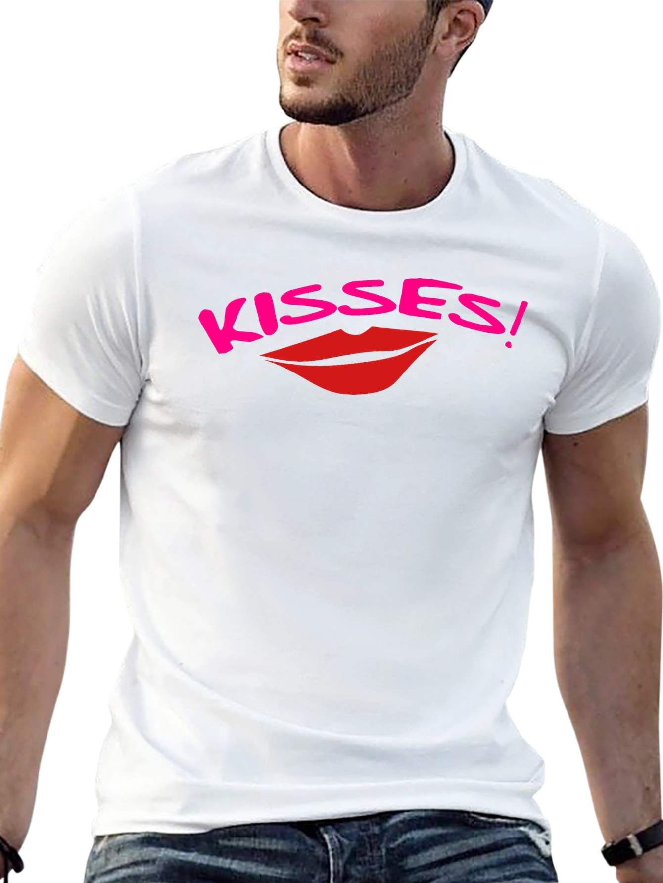 Kisses Graphic Print Black T-Shirt