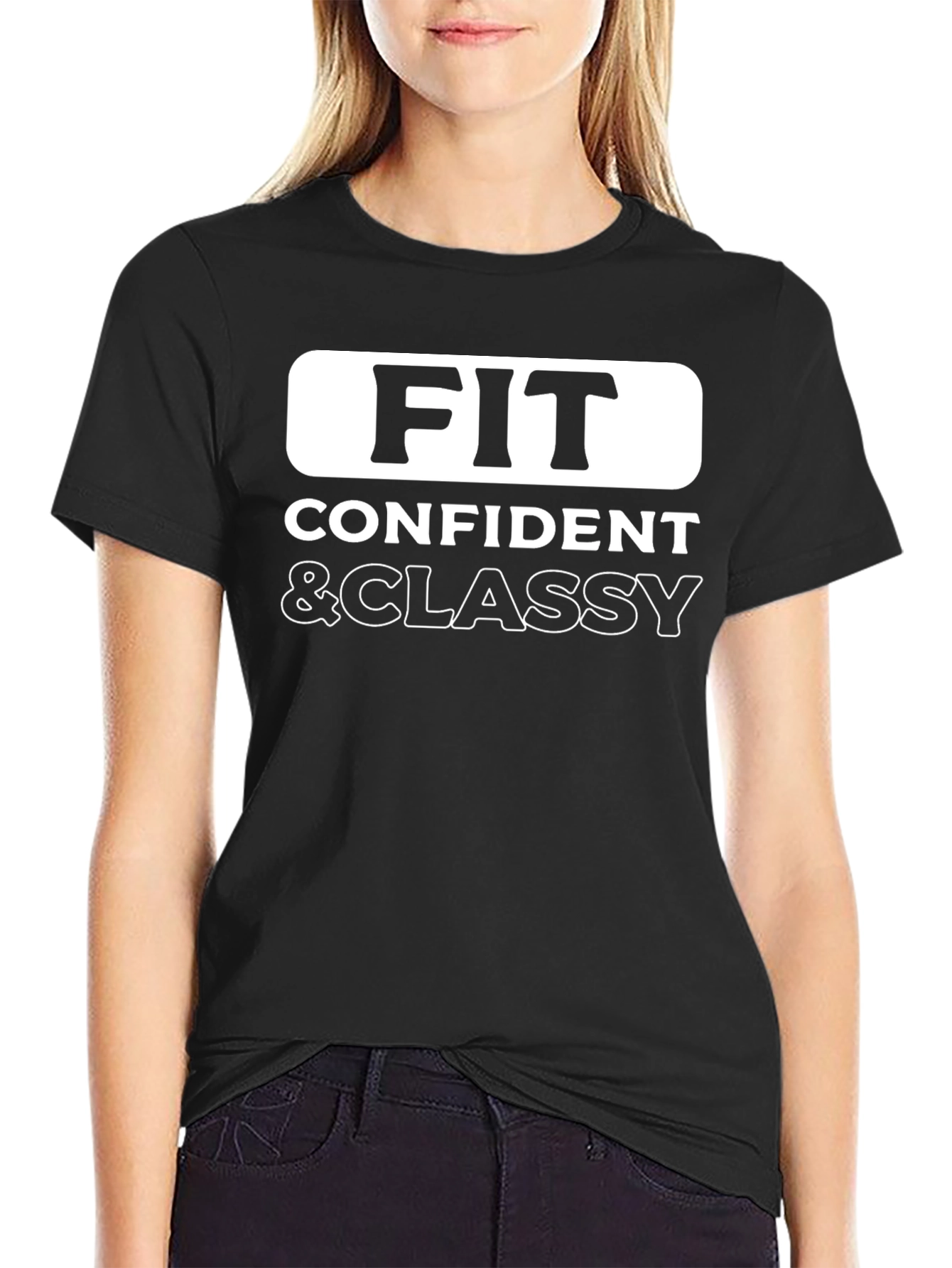 Fit Confident & Classy Graphic Tee - Black
