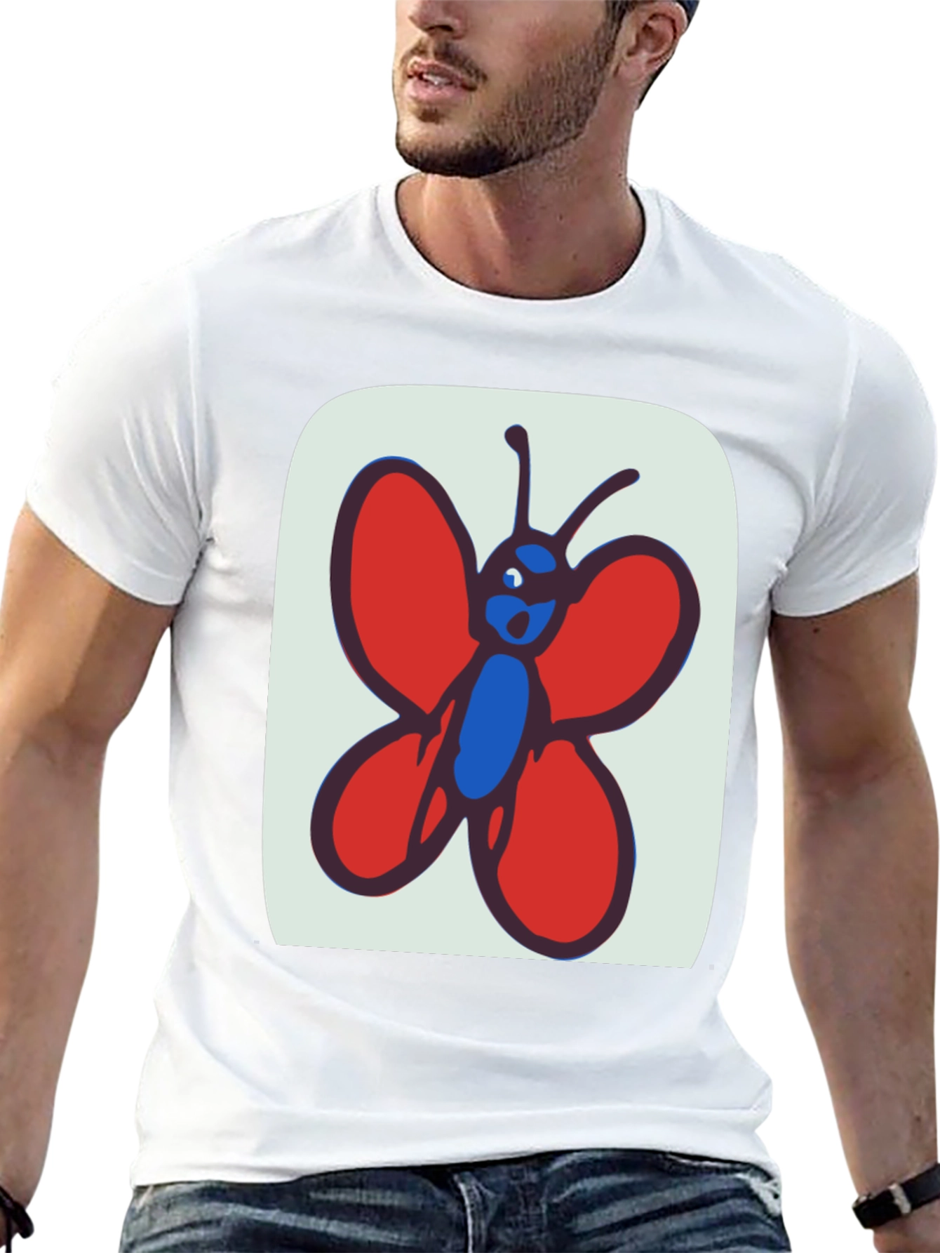 Whimsical Butterfly Graphic Tee - Soft Cotton Black T-Shirt