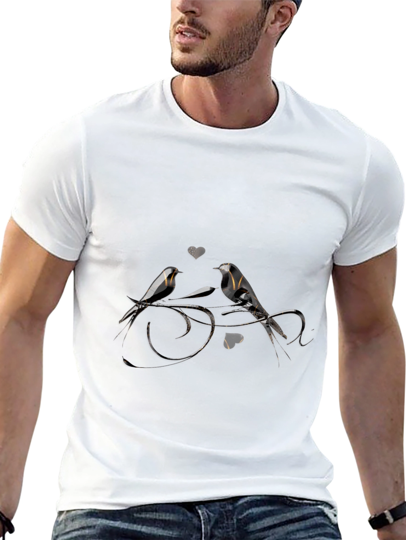 Birds in Love Black T-Shirt