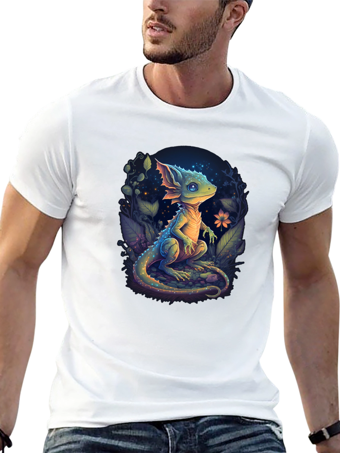 Enchanted Lizard Graphic Black T-Shirt