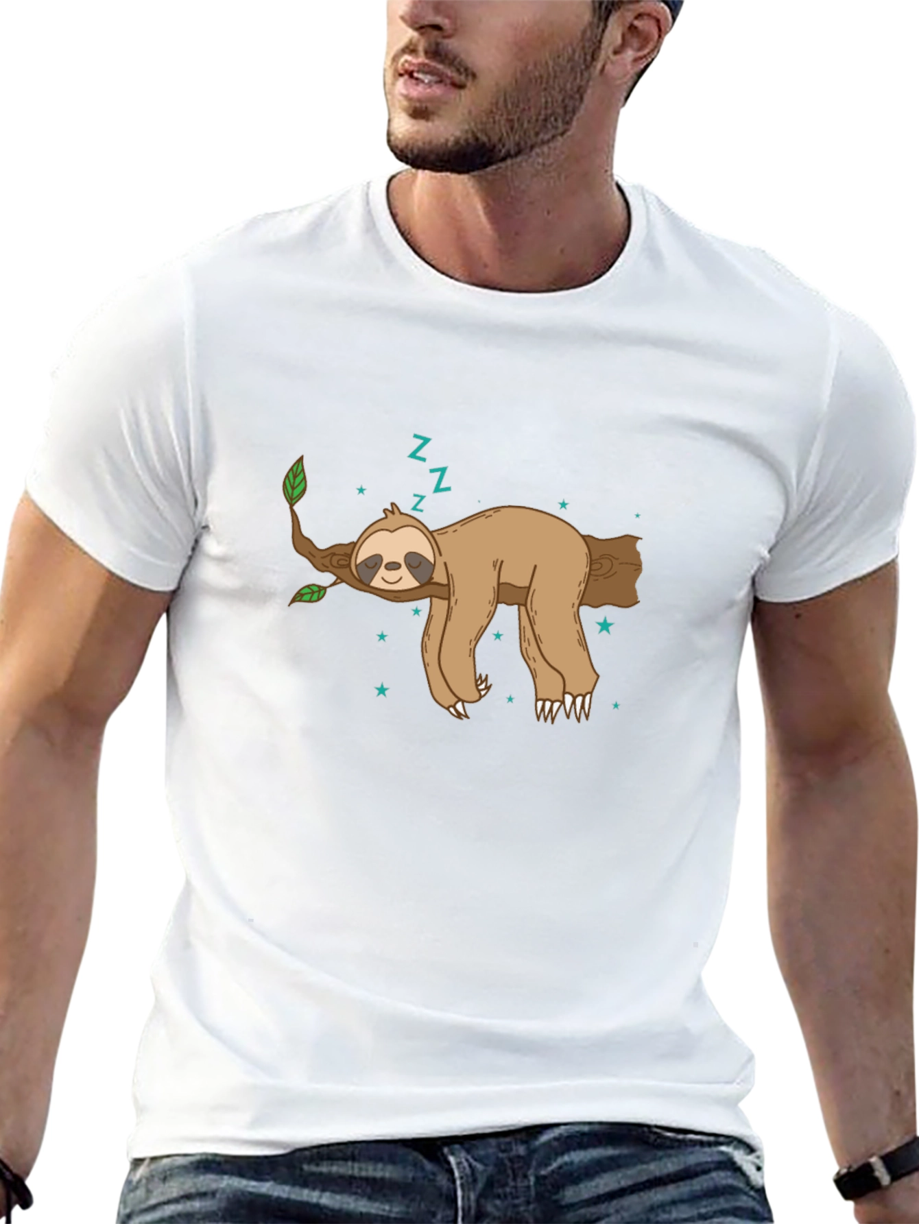 Sleeping Sloth Graphic Tee - Relaxed Style