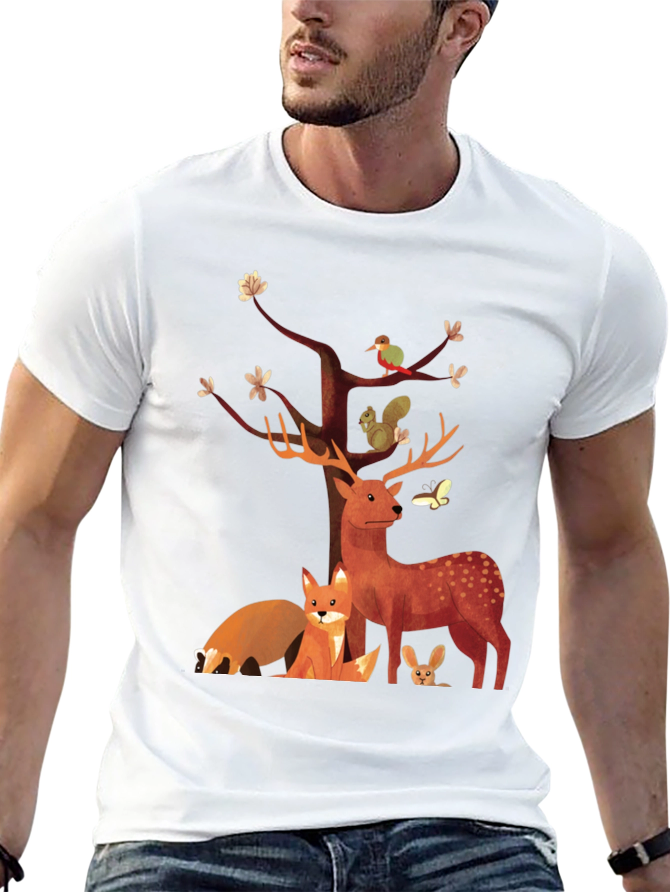 Nature Scene Graphic Tee - Forest Animals