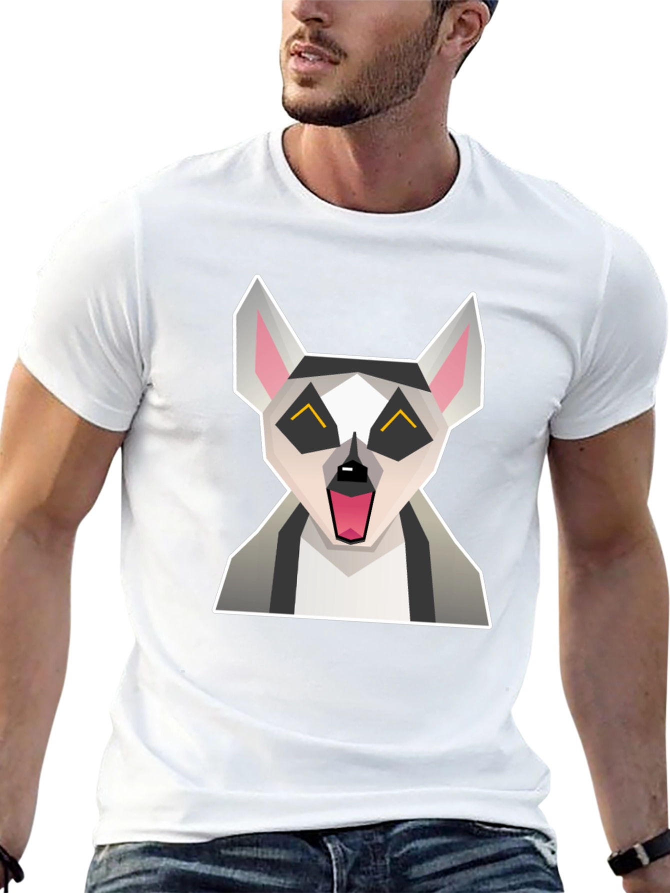 Geometric Lemur Graphic Tee - Quirky Black T-Shirt