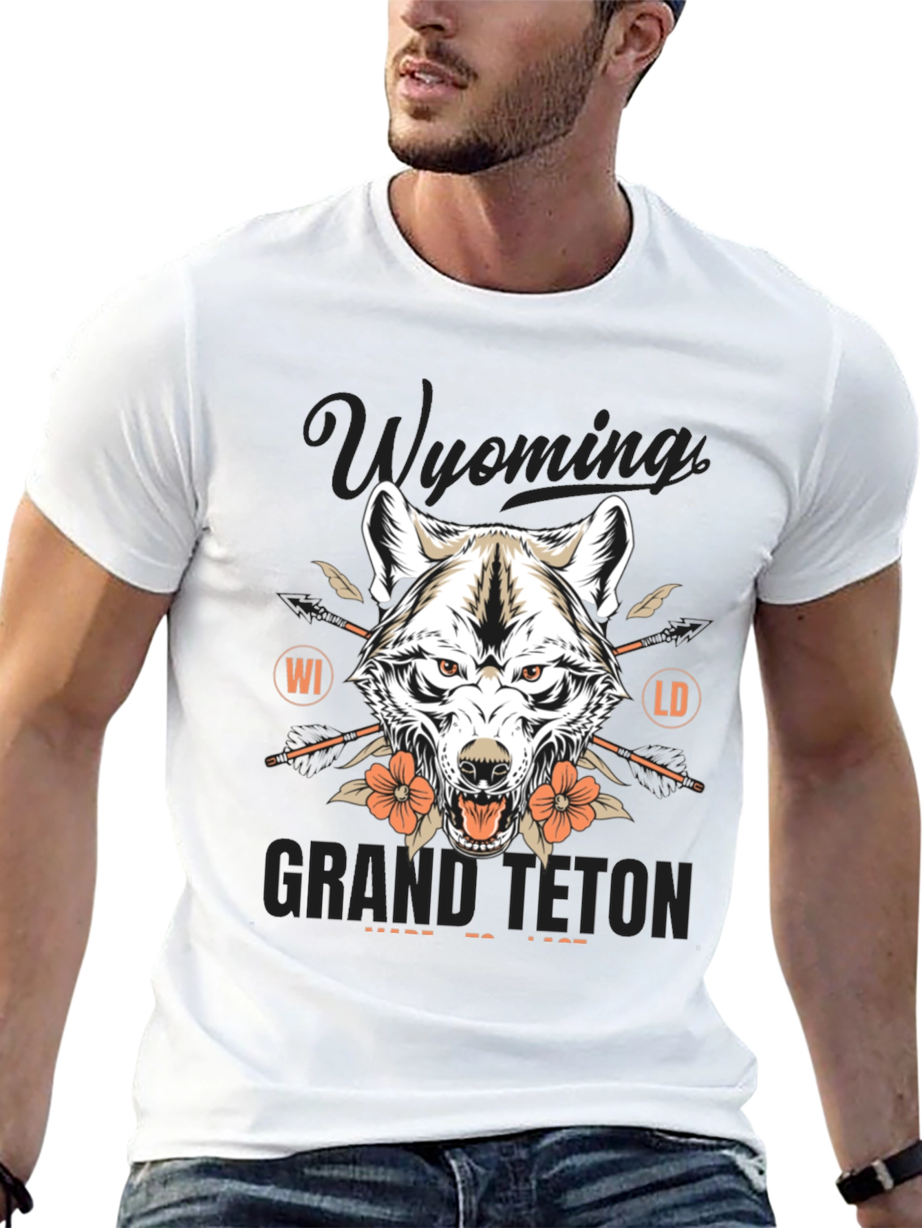 Wyoming Grand Teton Wolf Graphic Tee