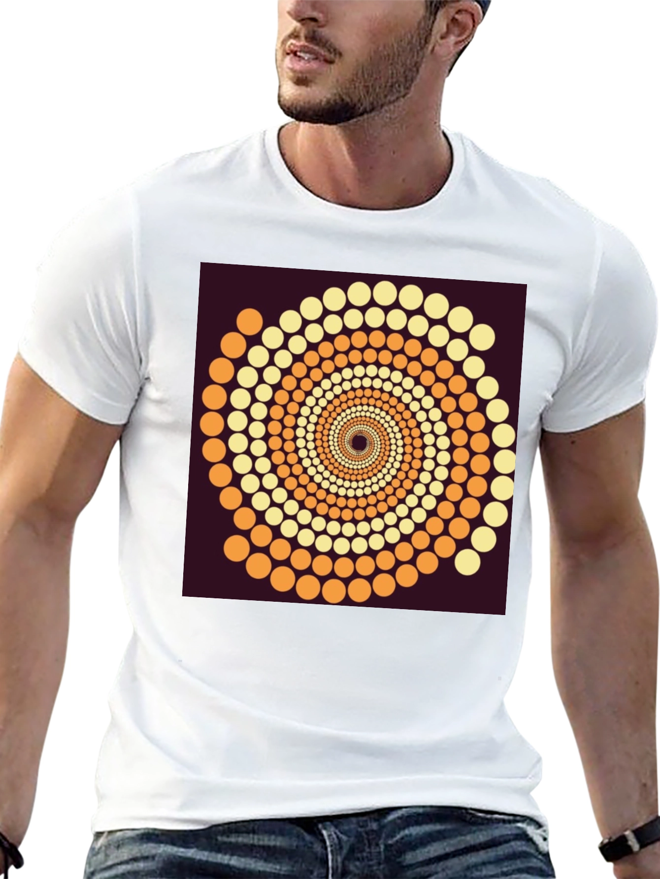 Abstract Dot Swirl Graphic Black T-Shirt