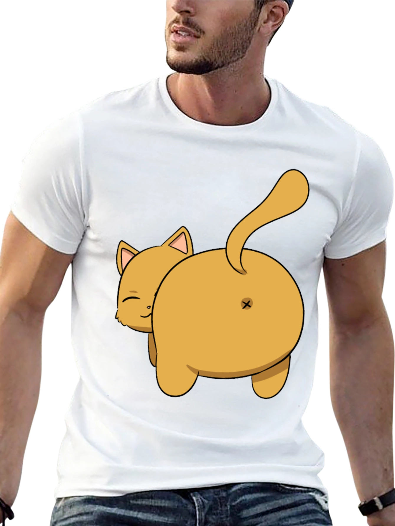 Funny Cat Butt T-Shirt - Black Cotton Tee
