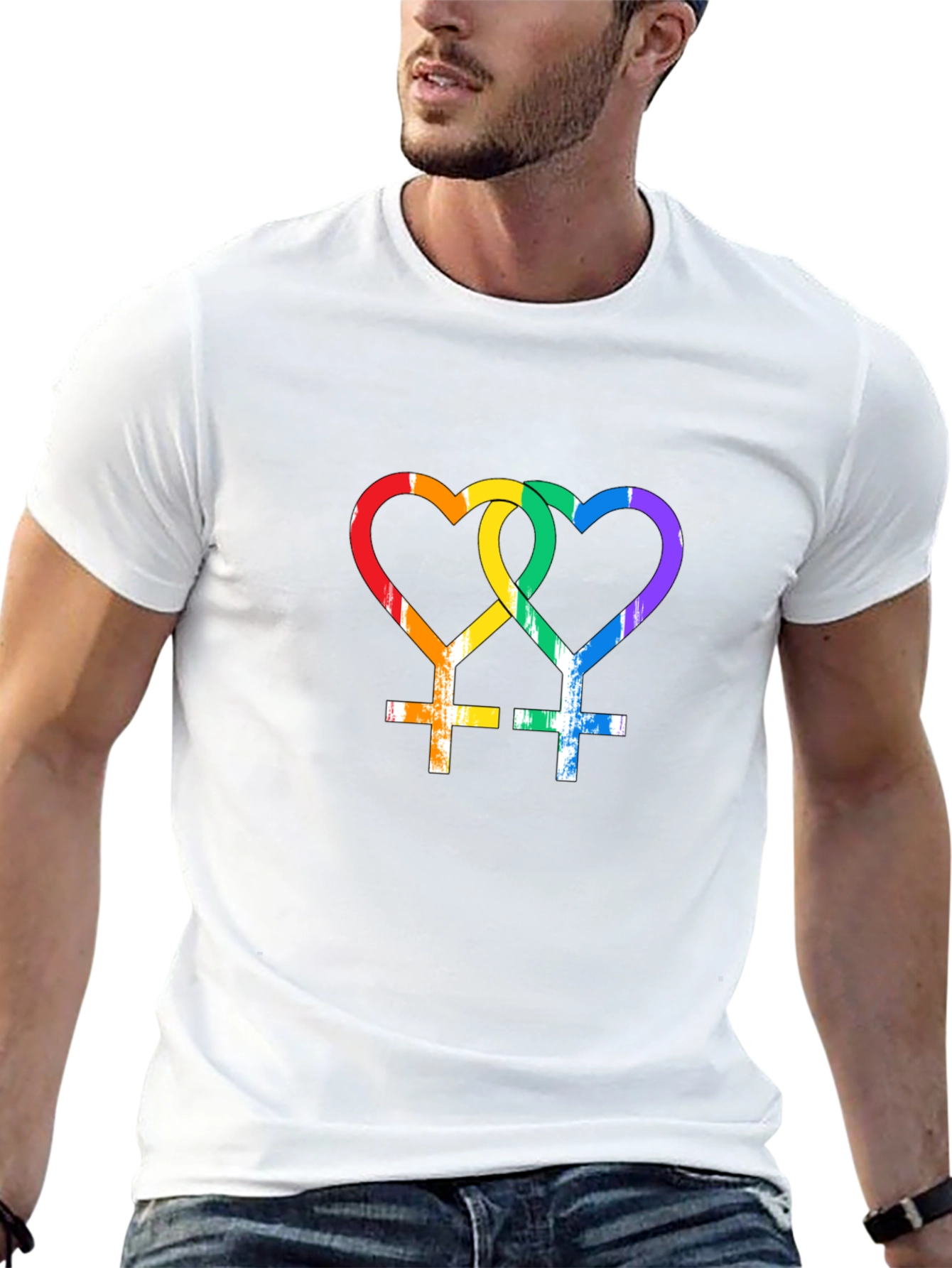 LGBT Lesbian Pride Rainbow Heart T-Shirt