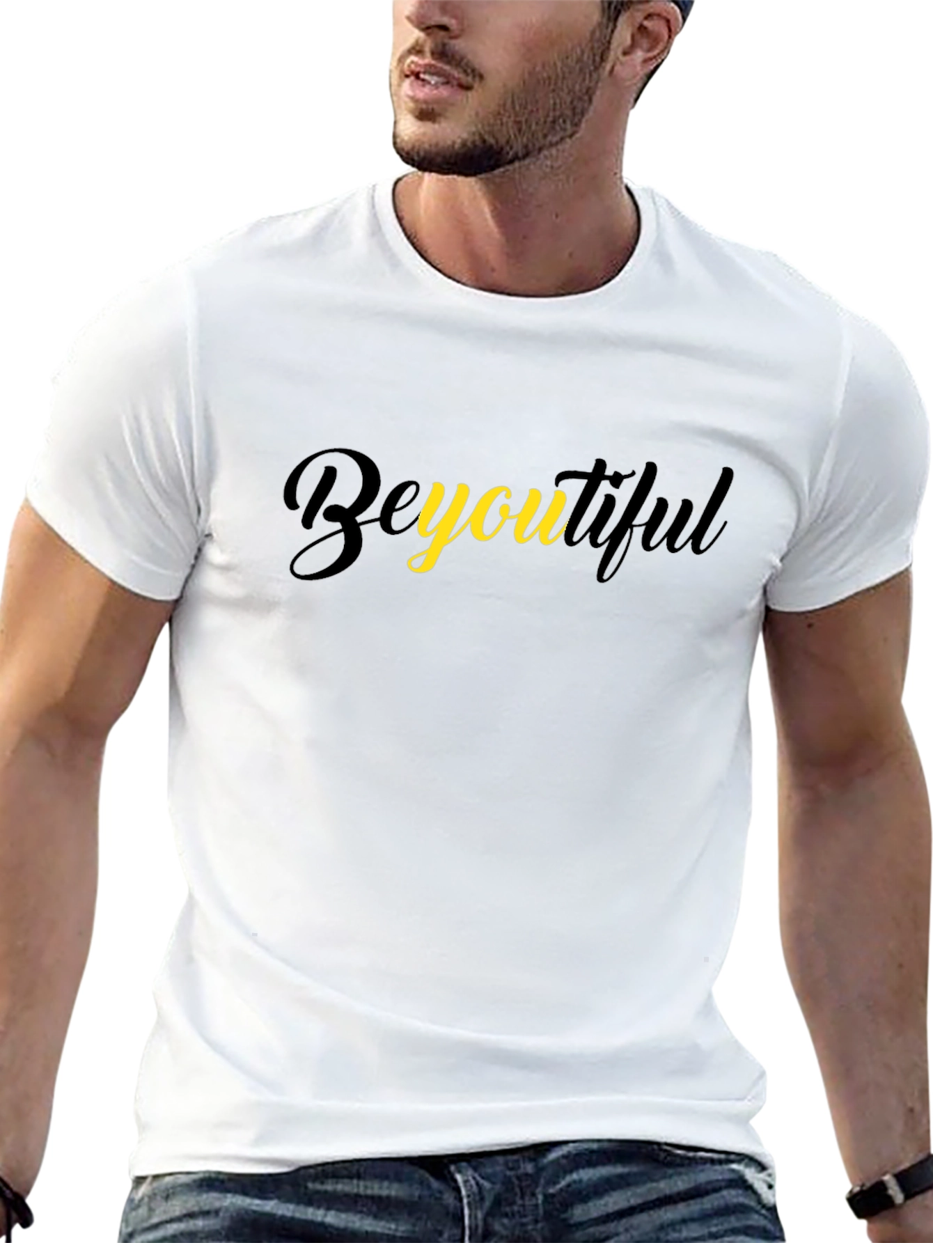 BeYOUtiful Black Cotton Graphic Tee