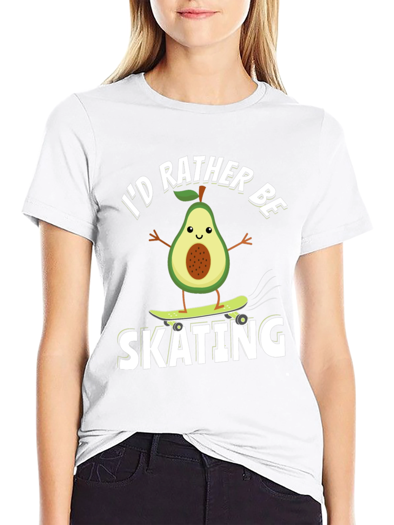 Avocado Skating T-Shirt - Funny Fruit Skateboarder Tee