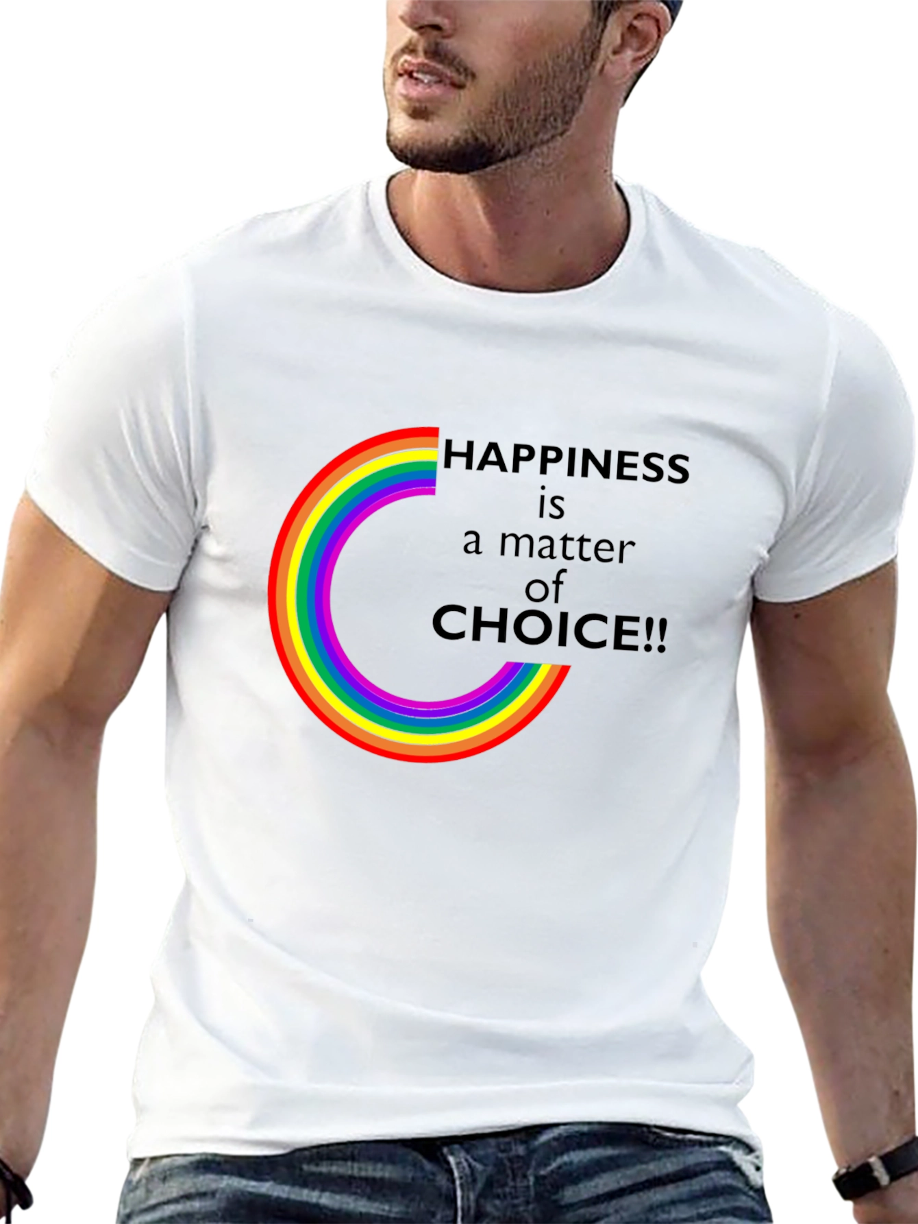 Happiness Choice Rainbow Graphic Tee - Unisex