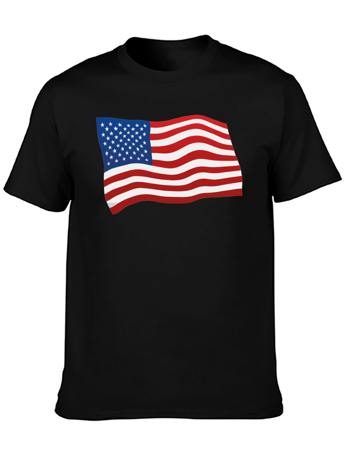 American Flag Graphic Print Black T-Shirt
