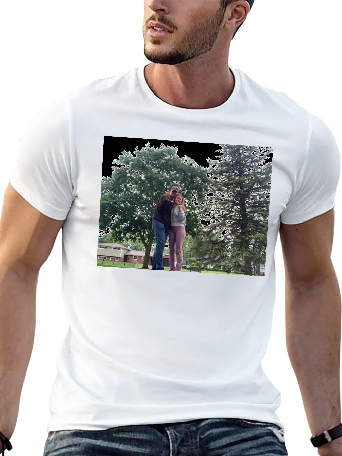 Novelty Graphic T-Shirt with Custom Outdoor Scene Print