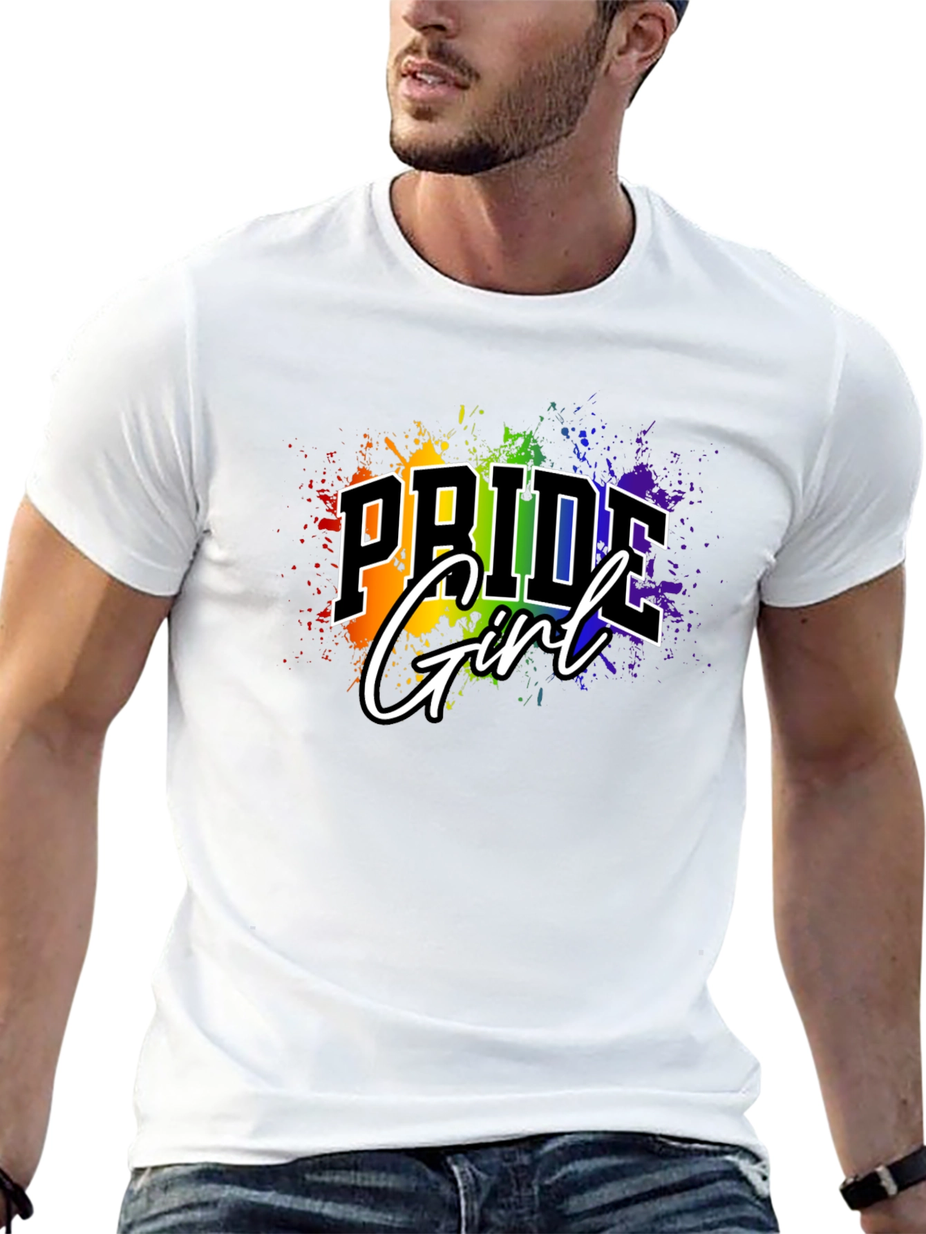 Pride Girl T-Shirt - Rainbow Splash Design