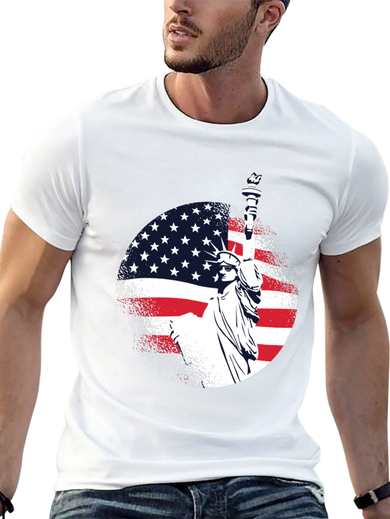 Statue of Liberty Patriotic USA Flag T-Shirt