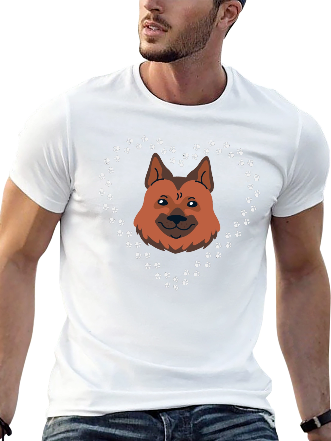 Dog Breed Heart Print Black T-Shirt