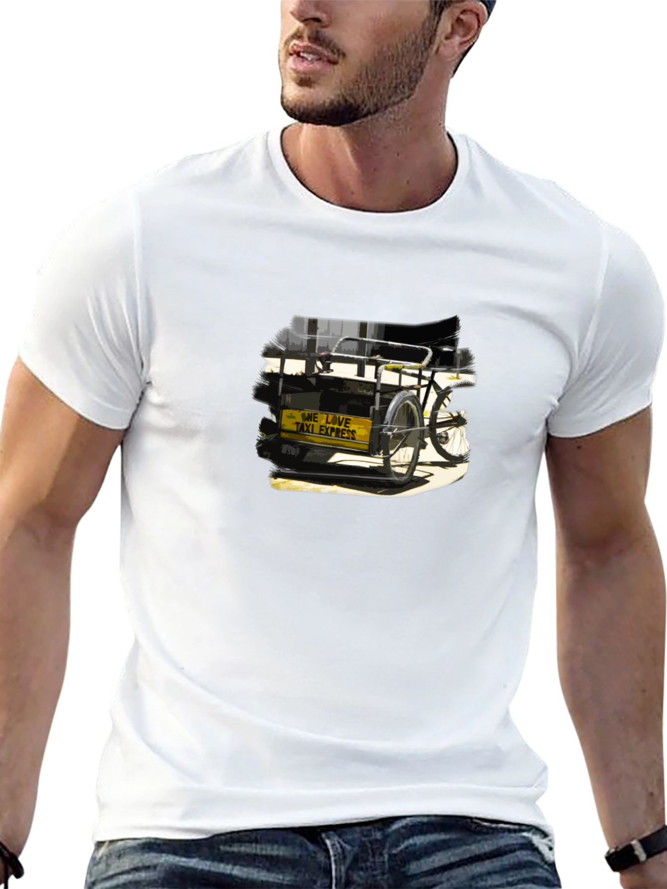 Black T-Shirt with Rickshaw Graphic
