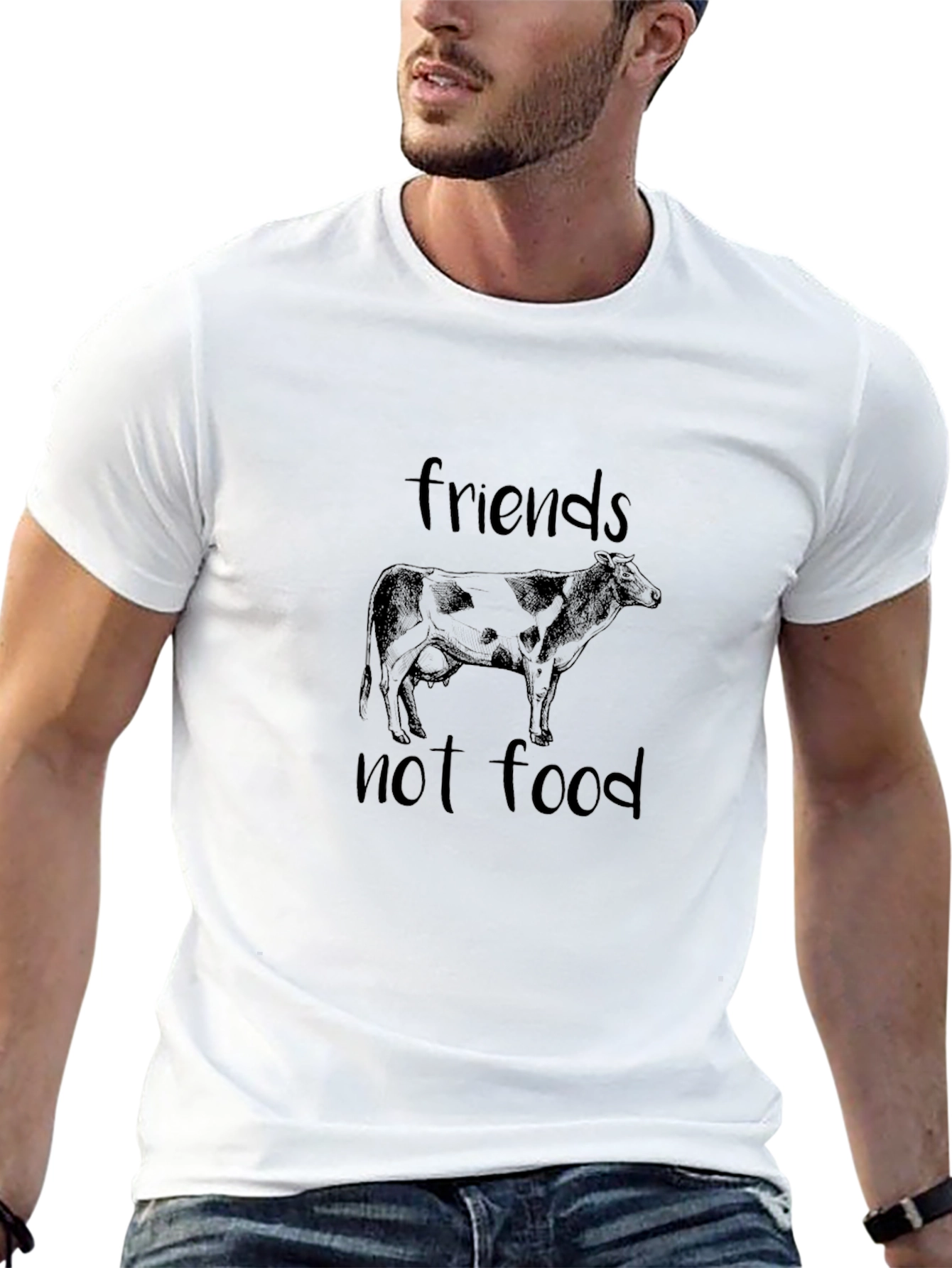 Vegan Friends Not Food Cow Graphic T-Shirt