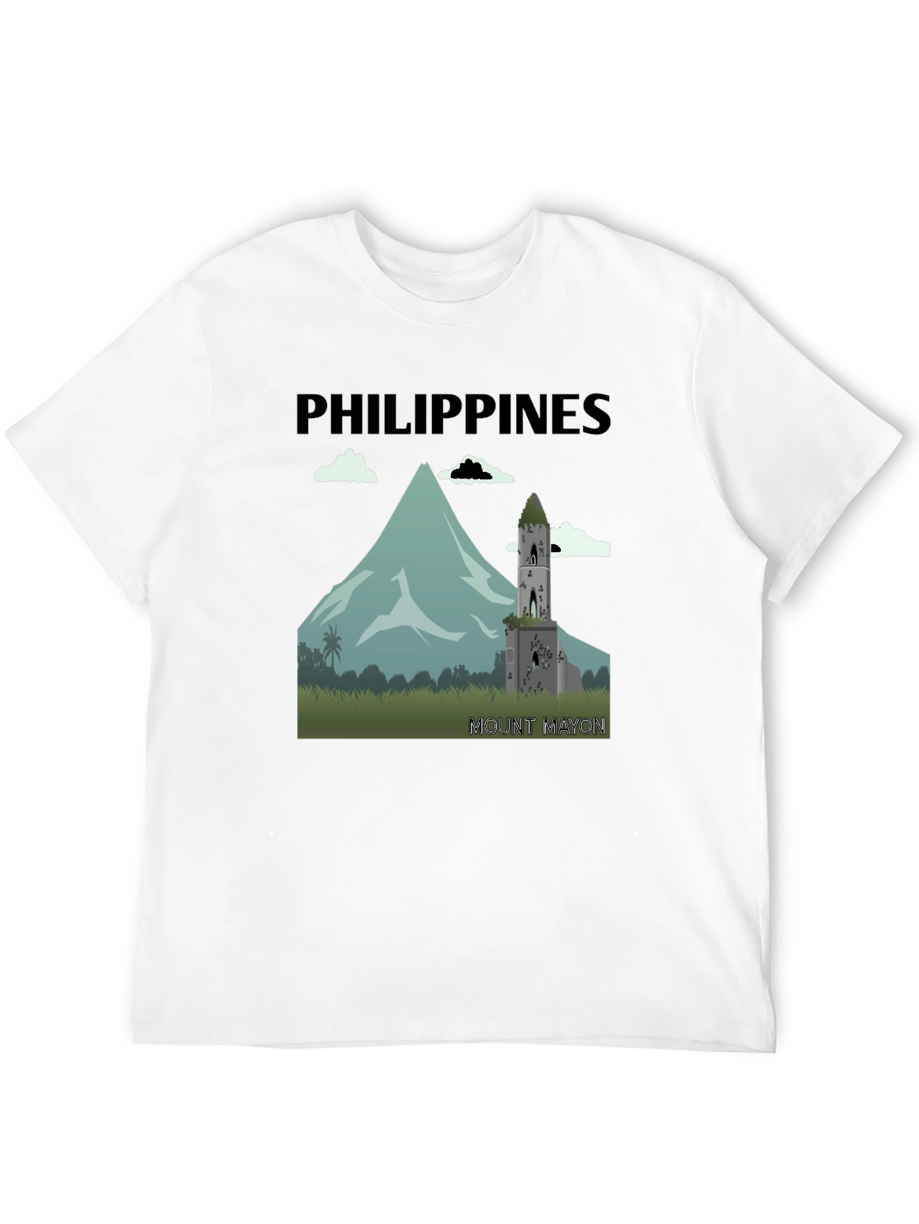 Philippines Mount Mayon Graphic Tee - Black