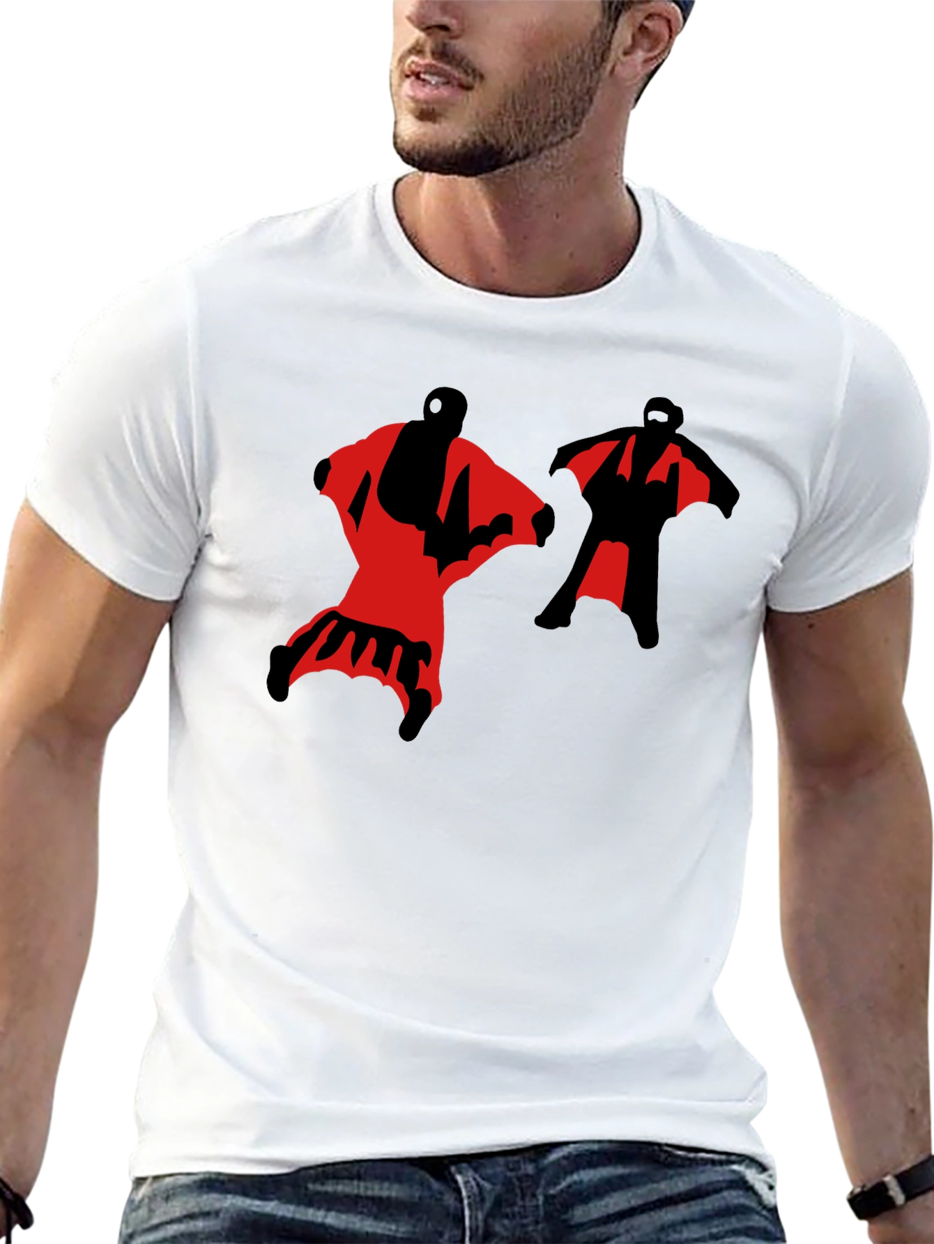 Black Wingsuit Skydivers Graphic T-Shirt