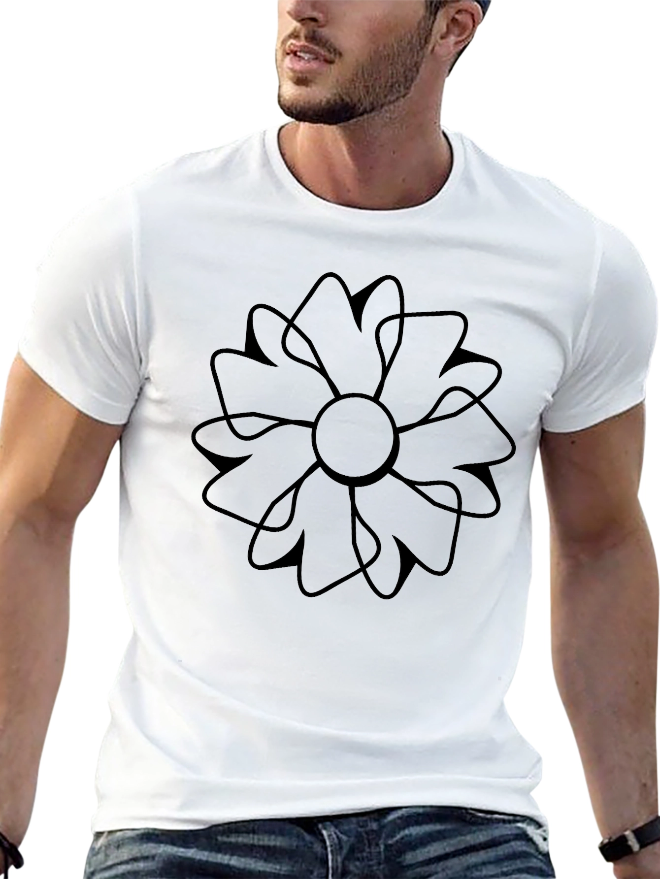 Black Flower Graphic Tee - Casual Style