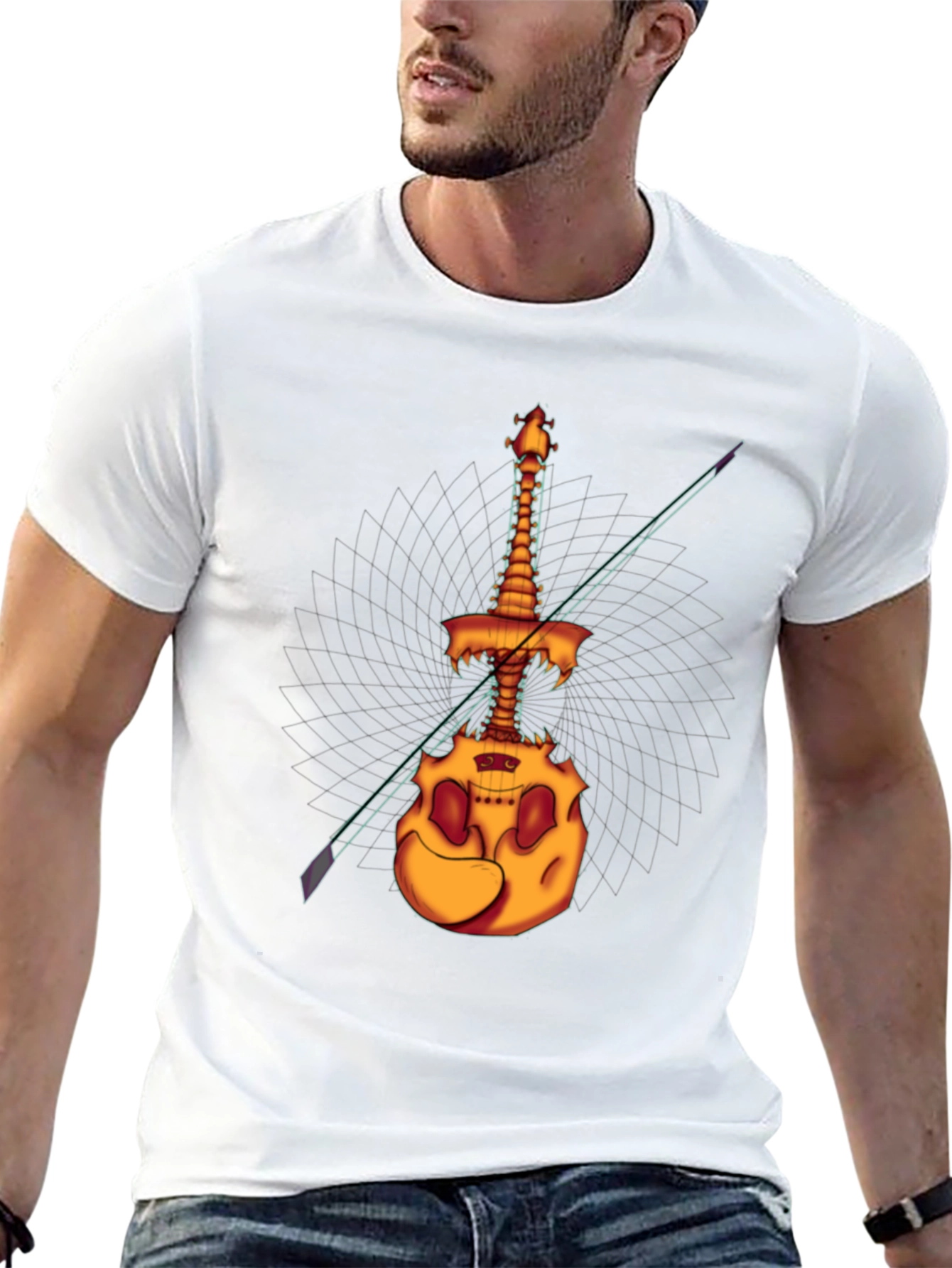 Spooky Skeleton Violin T-Shirt - Unique Halloween Design