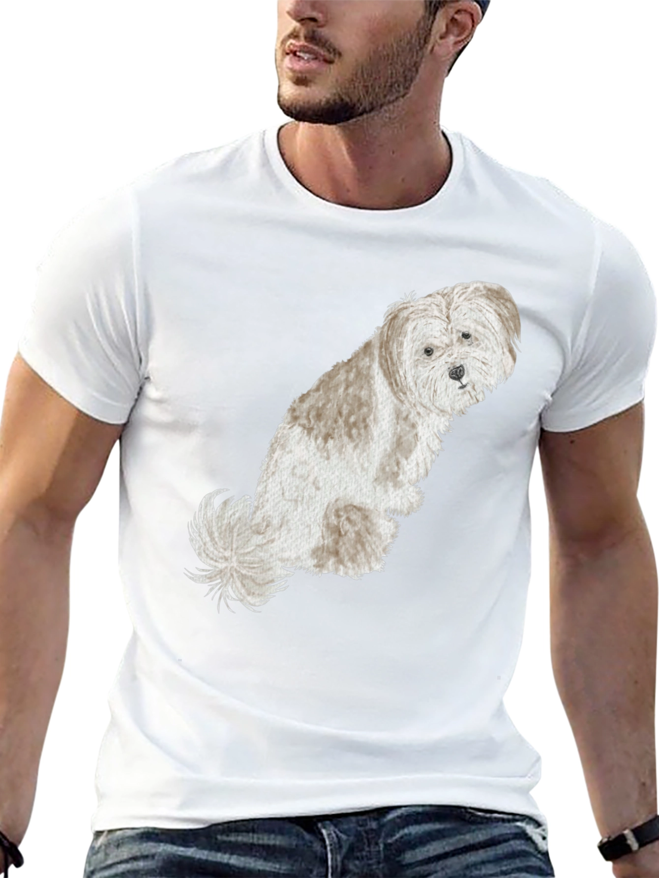 Cute Dog Graphic Tee - Black Cotton Shirt