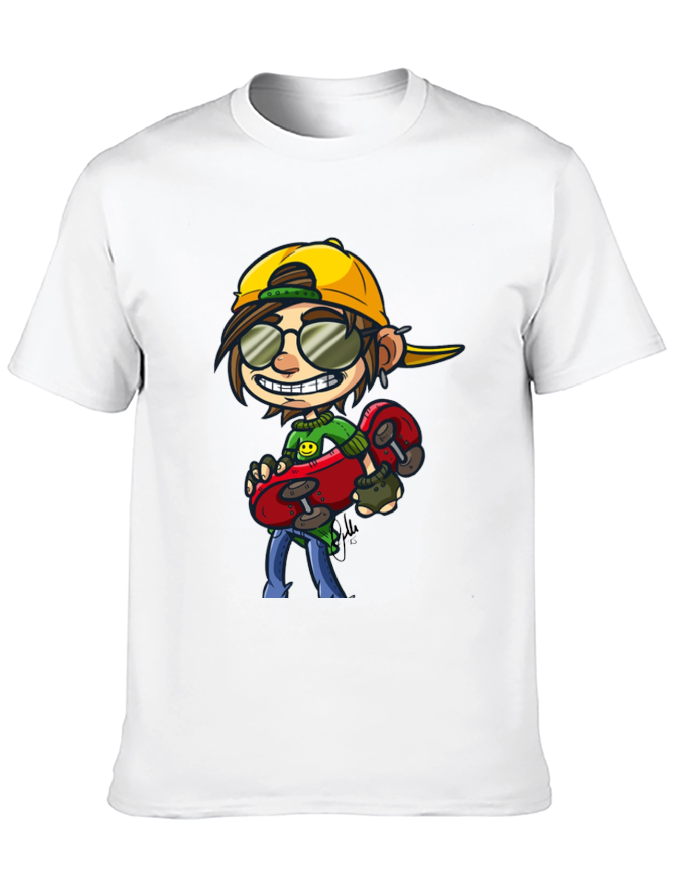 Skater Cartoon Graphic T-Shirt - Cool Black Tee