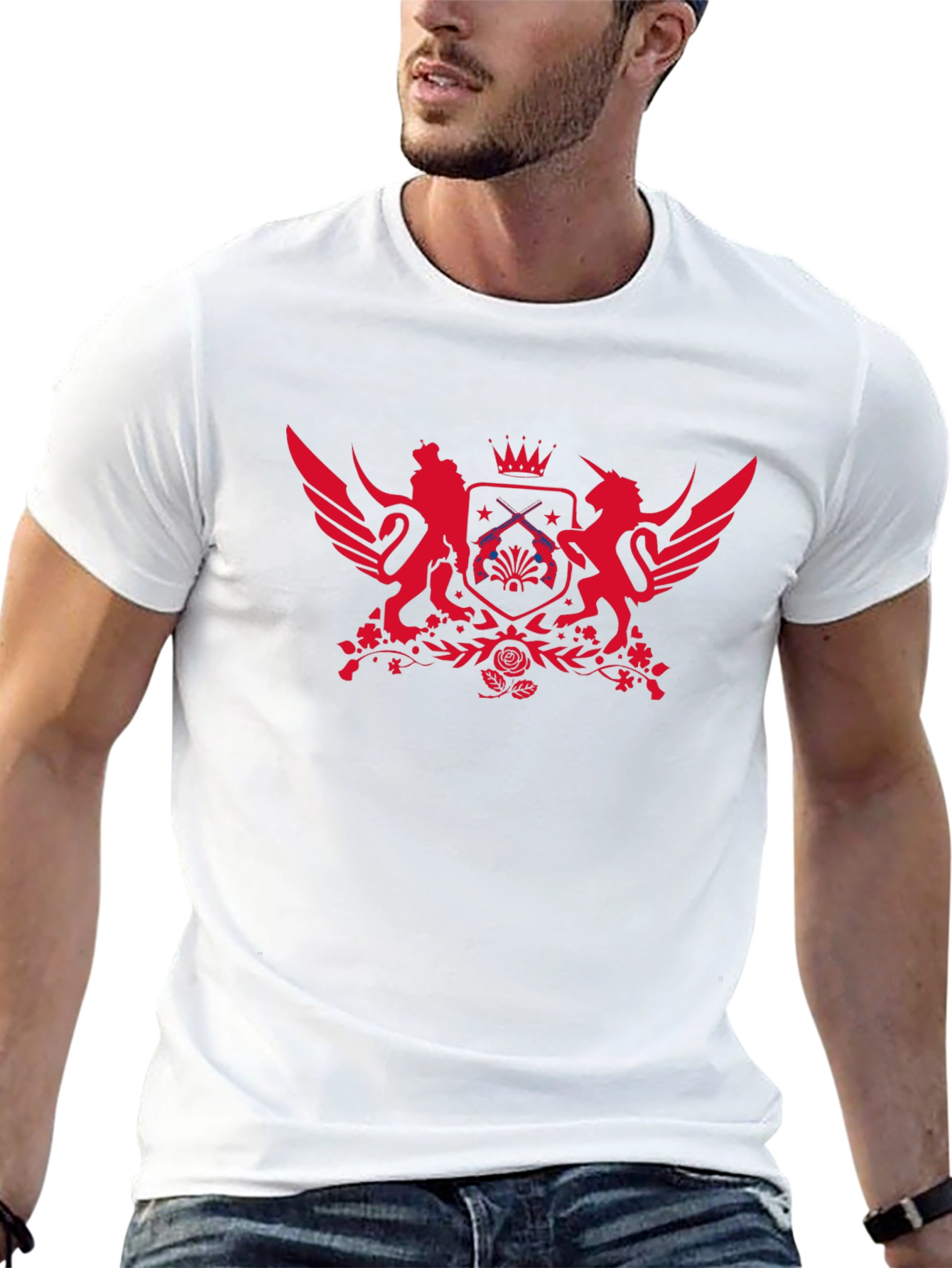 Red Crest Graphic Black Tee