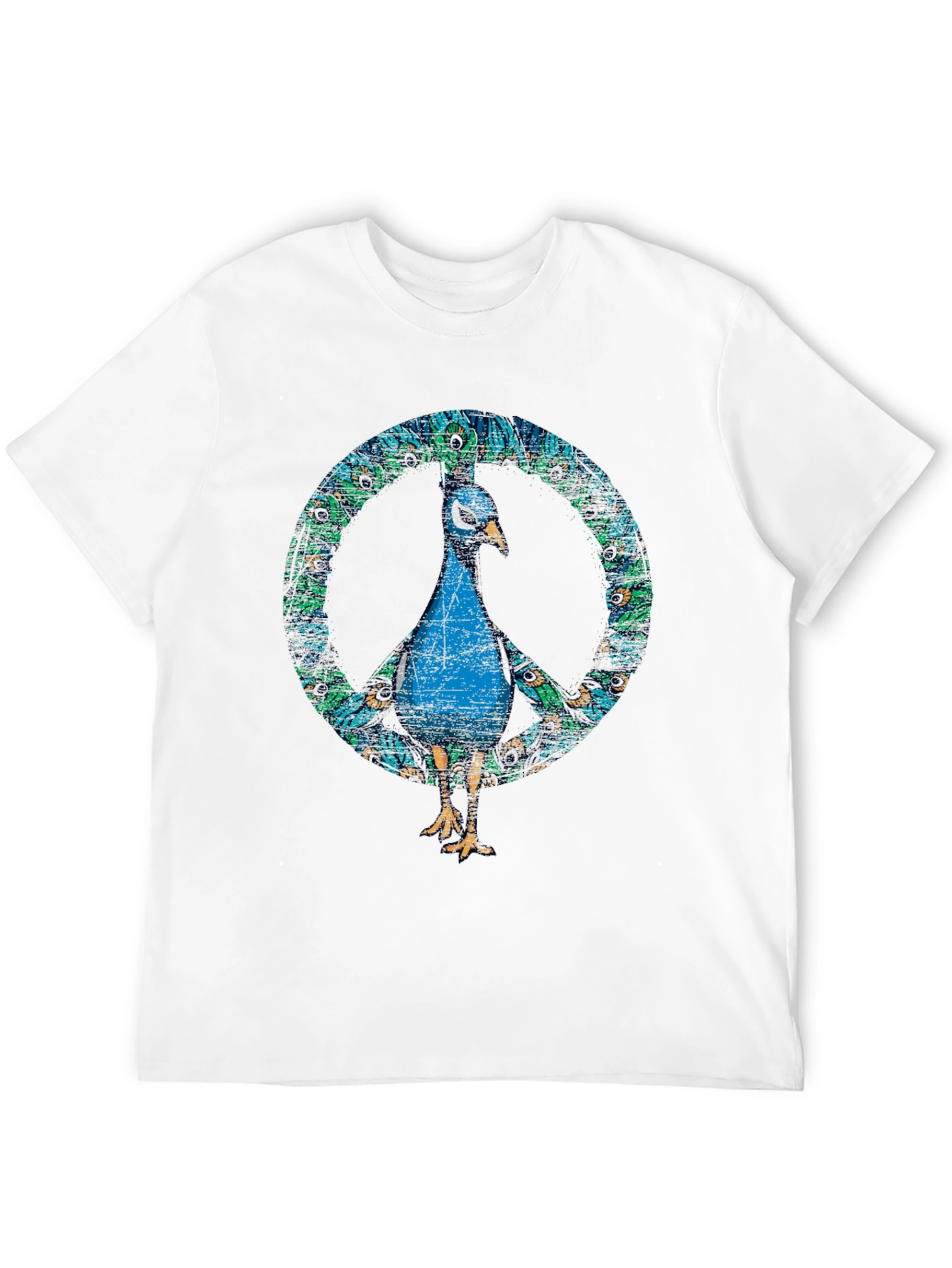 Peacock Peace Sign Graphic Tee - Stylish Comfort
